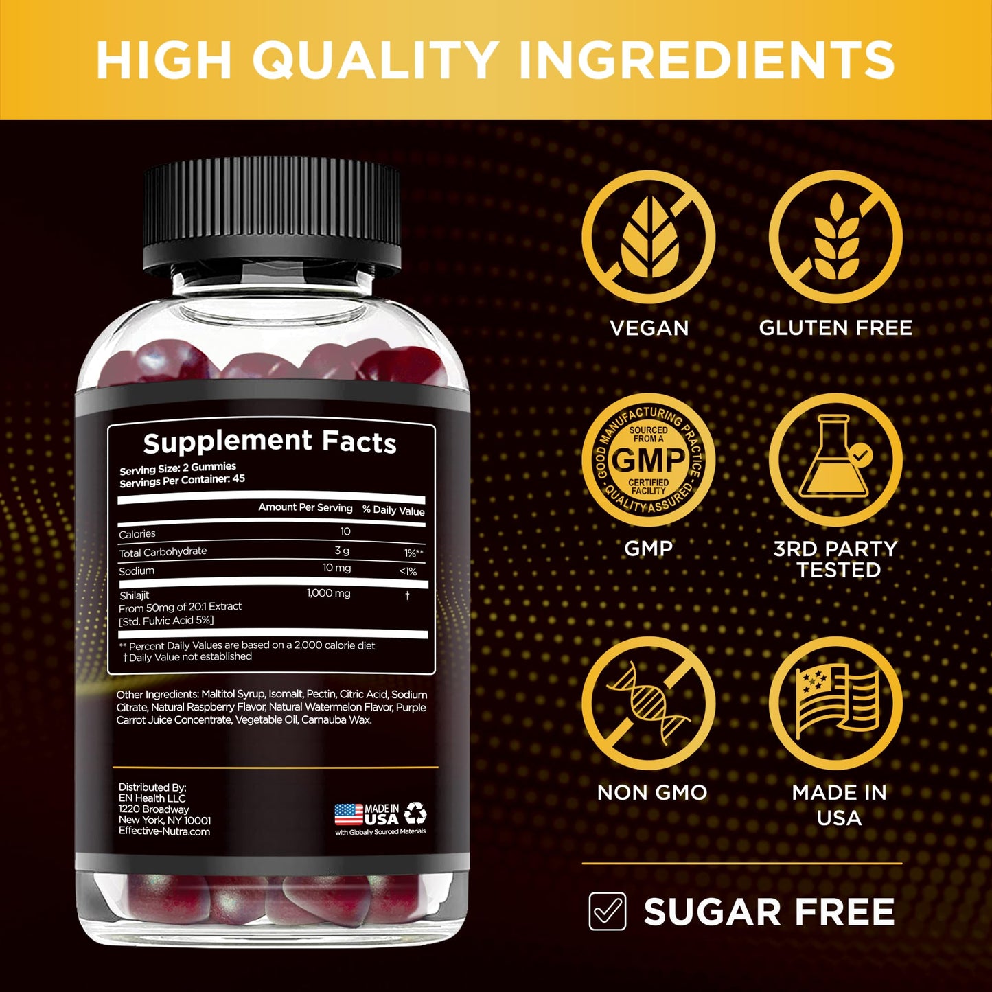 Effective Nutra Shilajit Gummies 1000mg, 90 Count