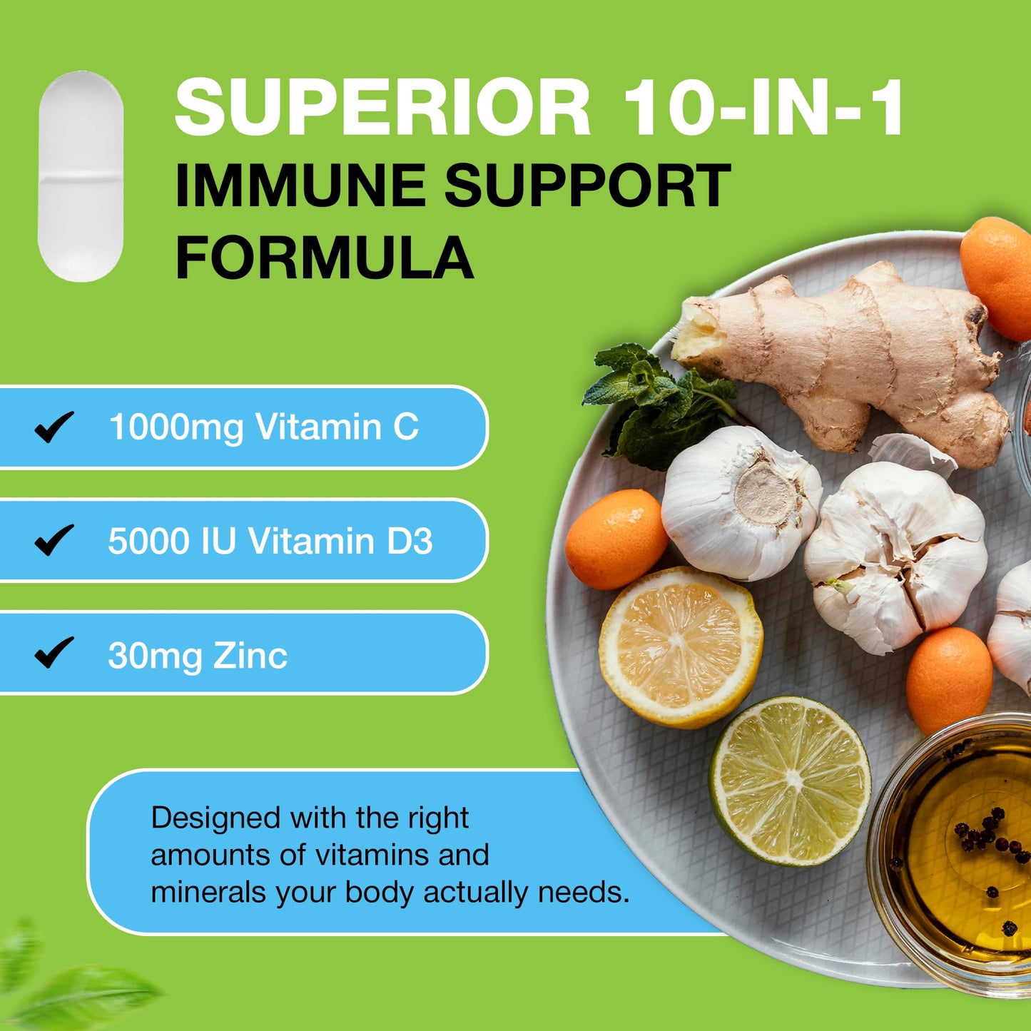 Deloma Health 10 in 1 Immune System Support Supplement Tablet, 60 Count