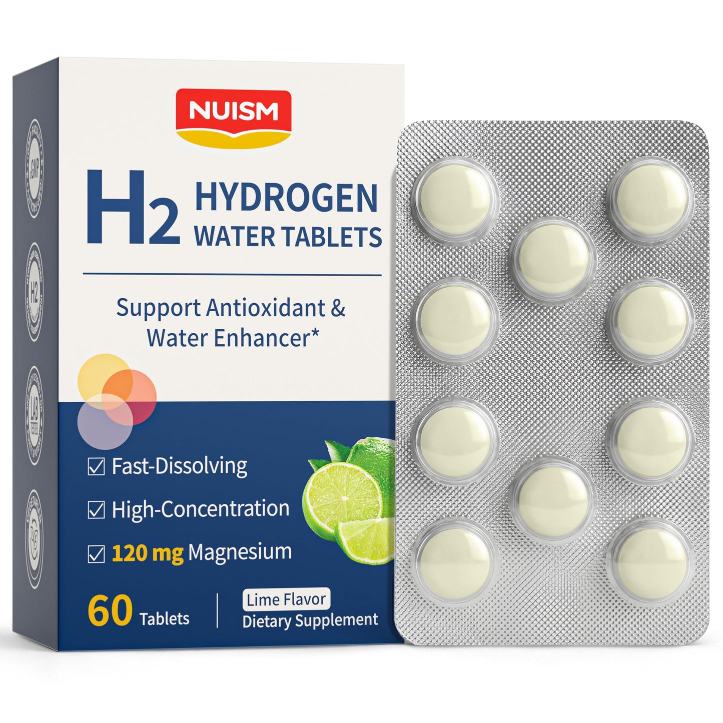 NUISM Hydrogen Water Tablets with Magnesium, 60 Tablets