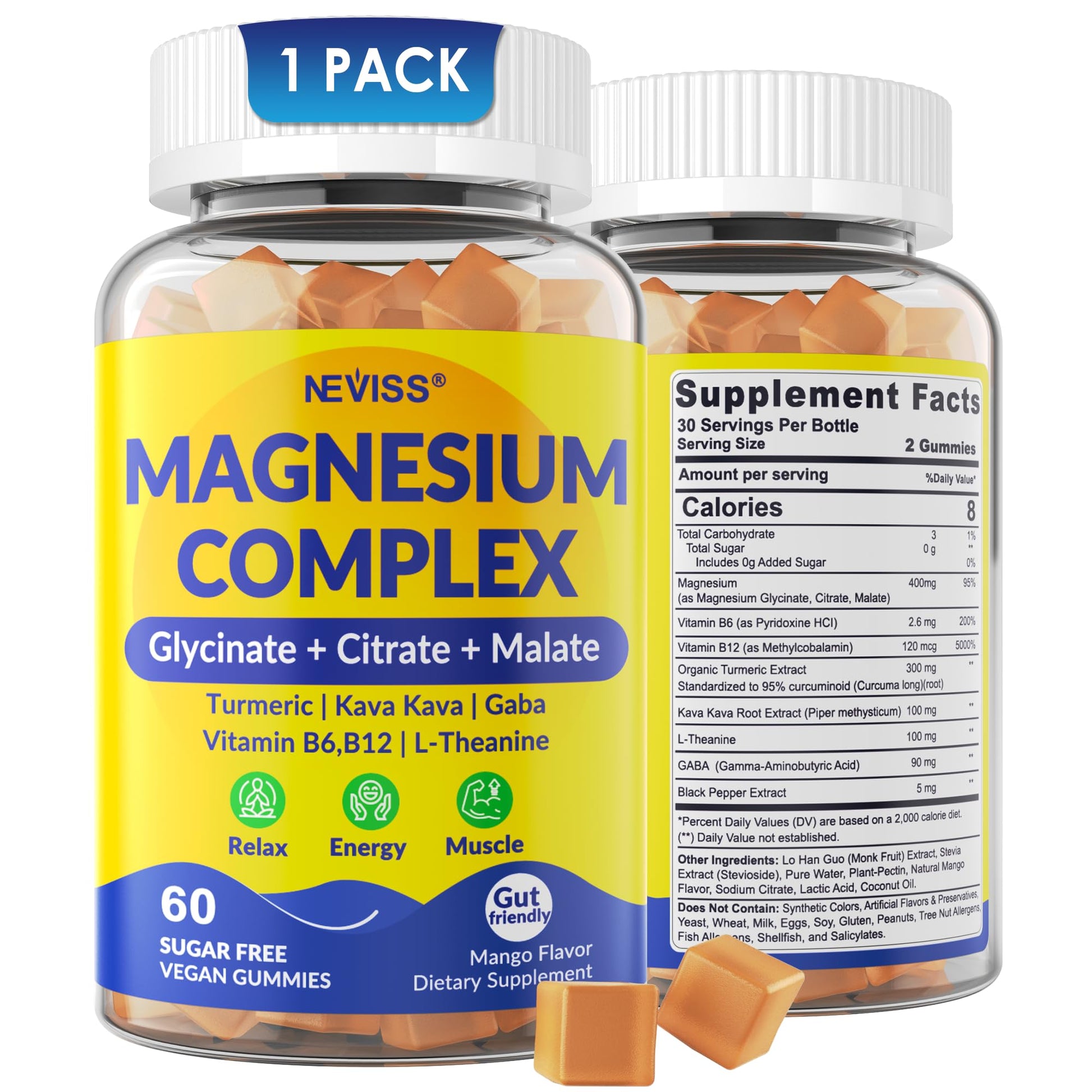 NEVISS Magnesium Complex Gummies 400mg, 60 Gummies