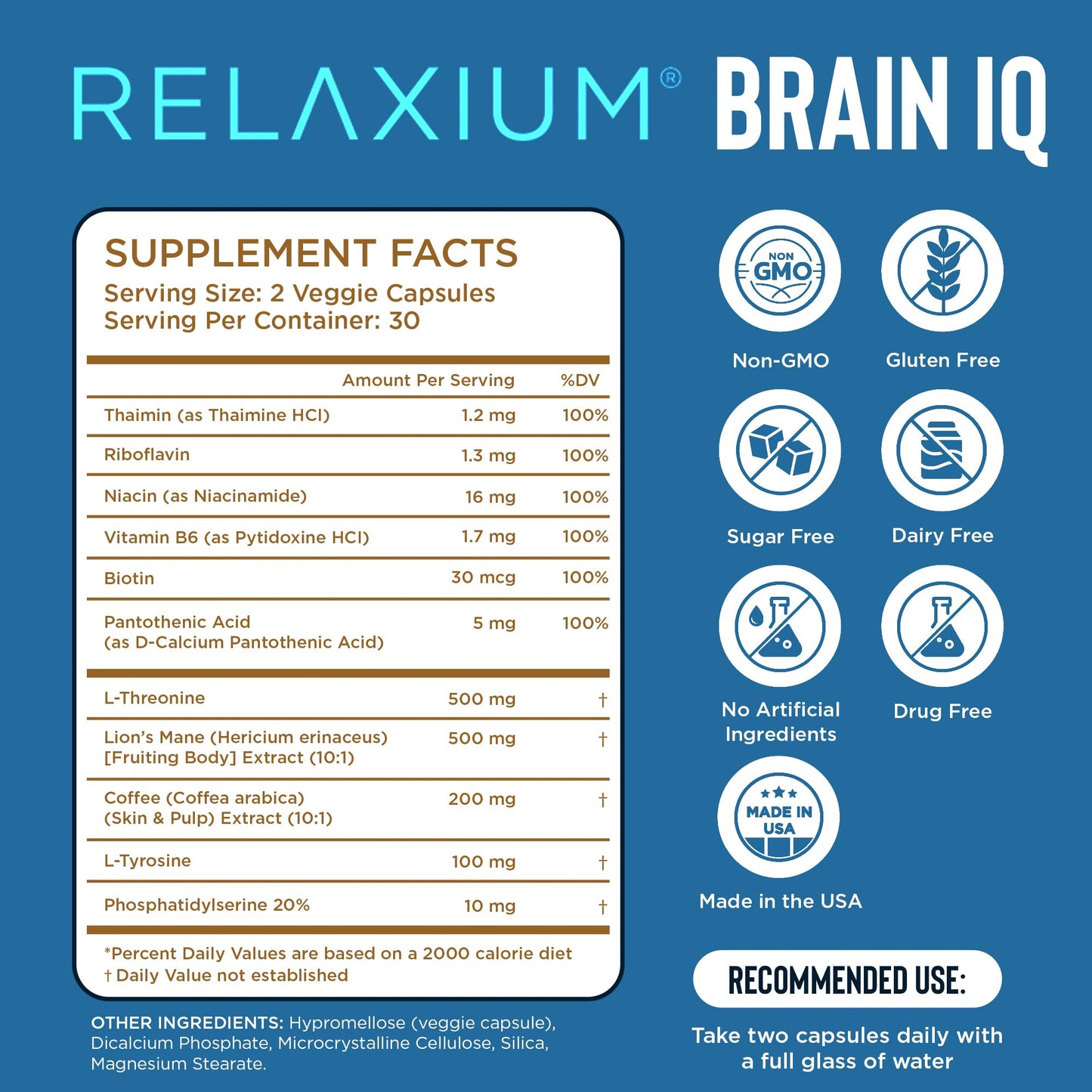 Relaxium Sleep Aid & BrainIQ Nootropic Brain Supplements Bundle, 60 Capsules Each
