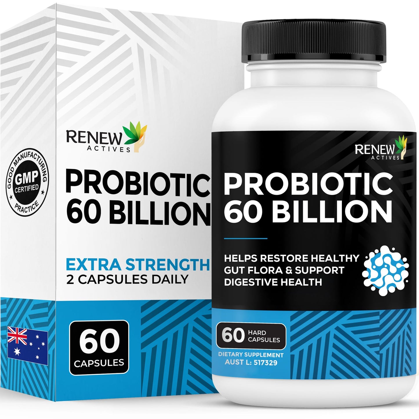 Renew Actives Probiotic Supplement for Digestive Health 60 Capsules