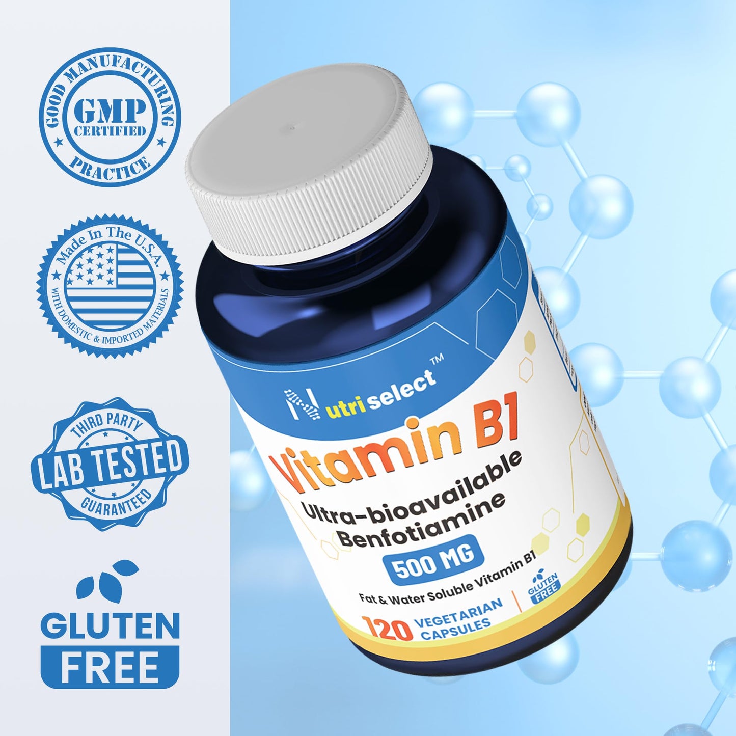 Nutriselect Vitamin B1 500mg Capsule, 120 Count