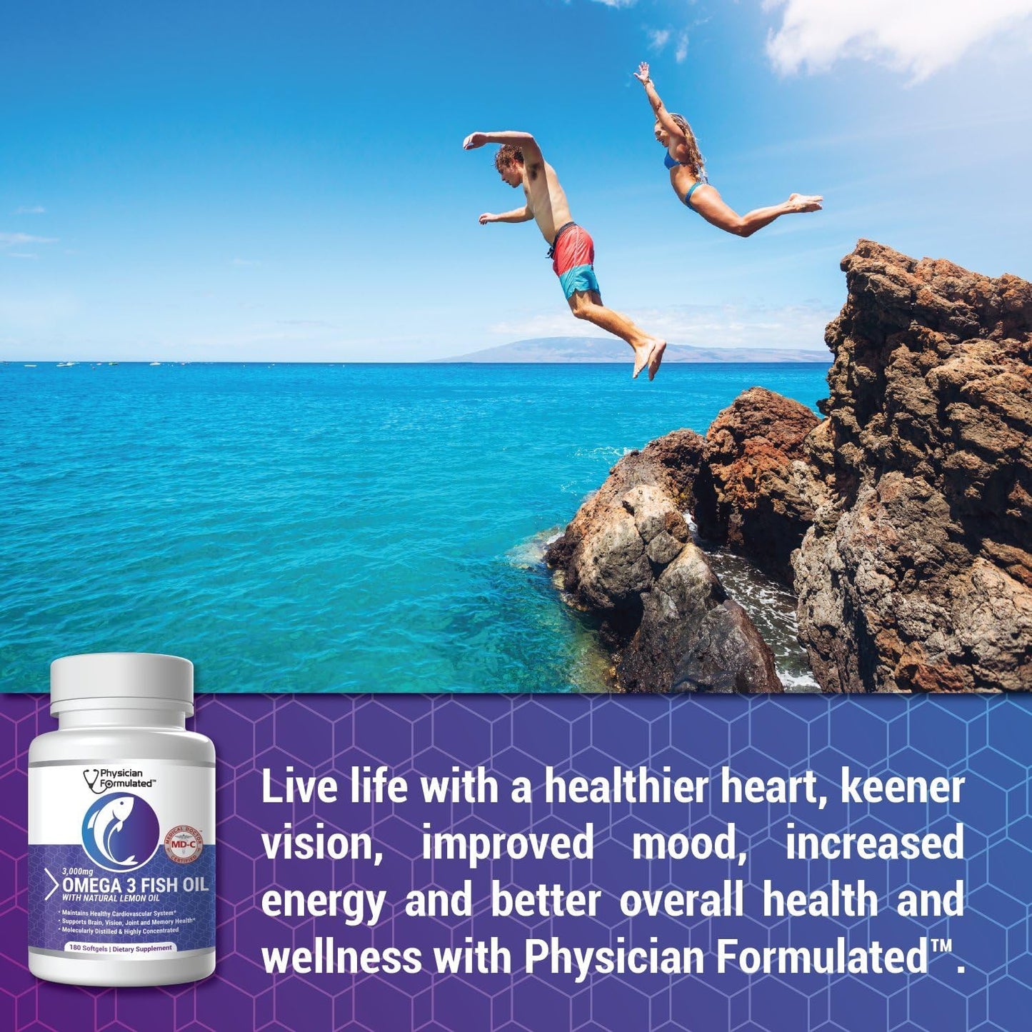 Physician Formulated Fish Oil Omega-3 Softgels 180 Count