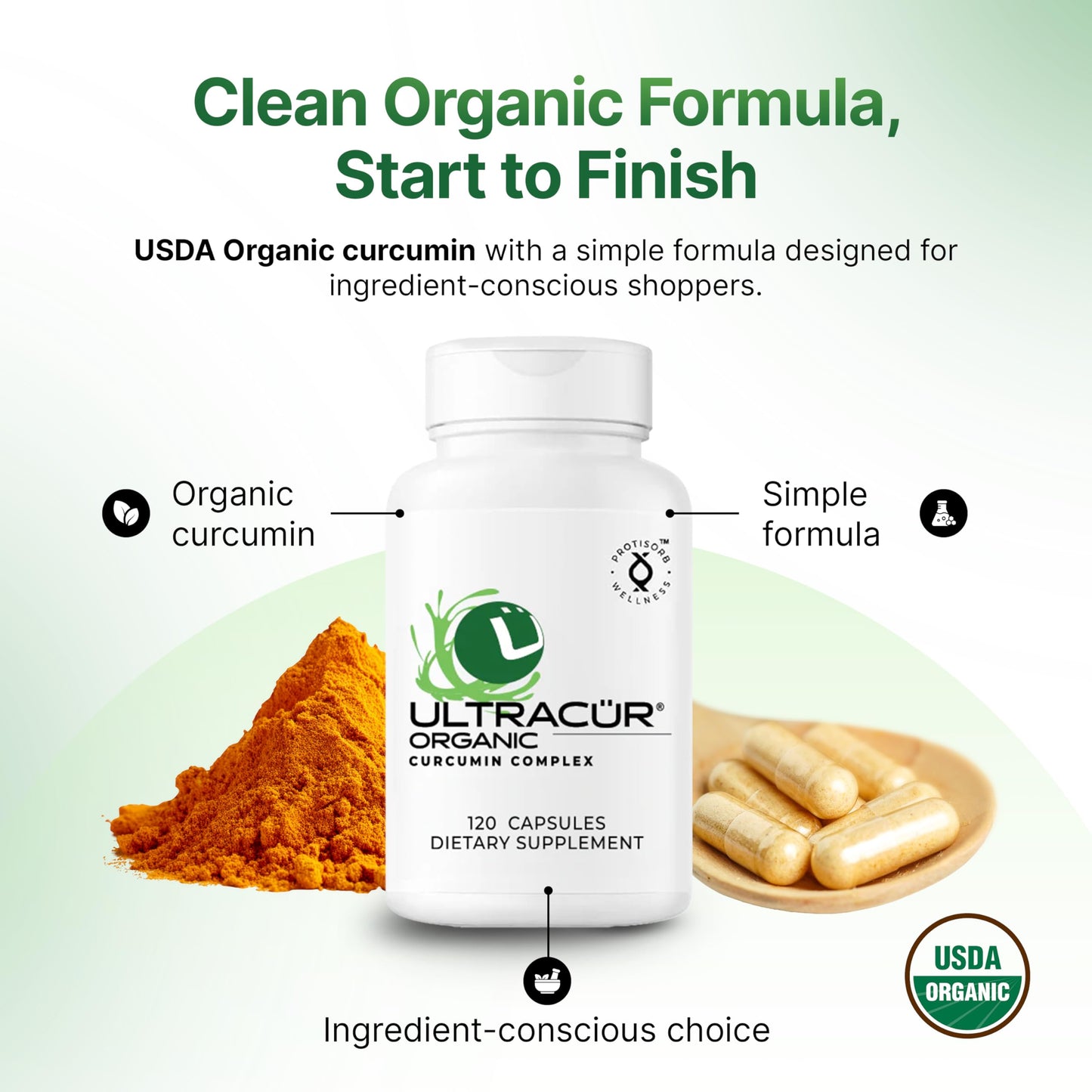 UltraCur Organic Turmeric Capsules 120 Count