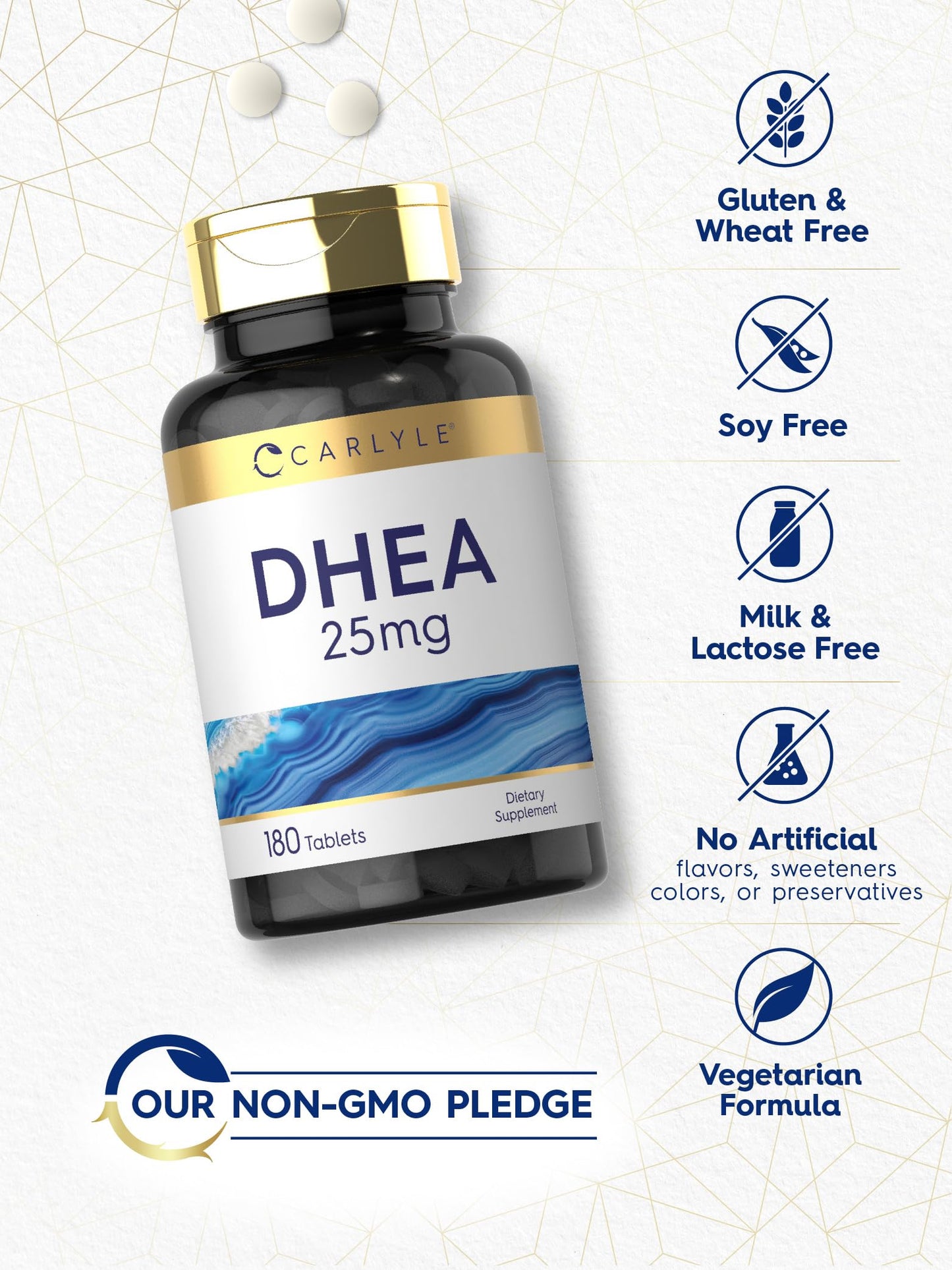 Carlyle DHEA Supplement for Women and Men 25mg Tablet, 180 Tablets