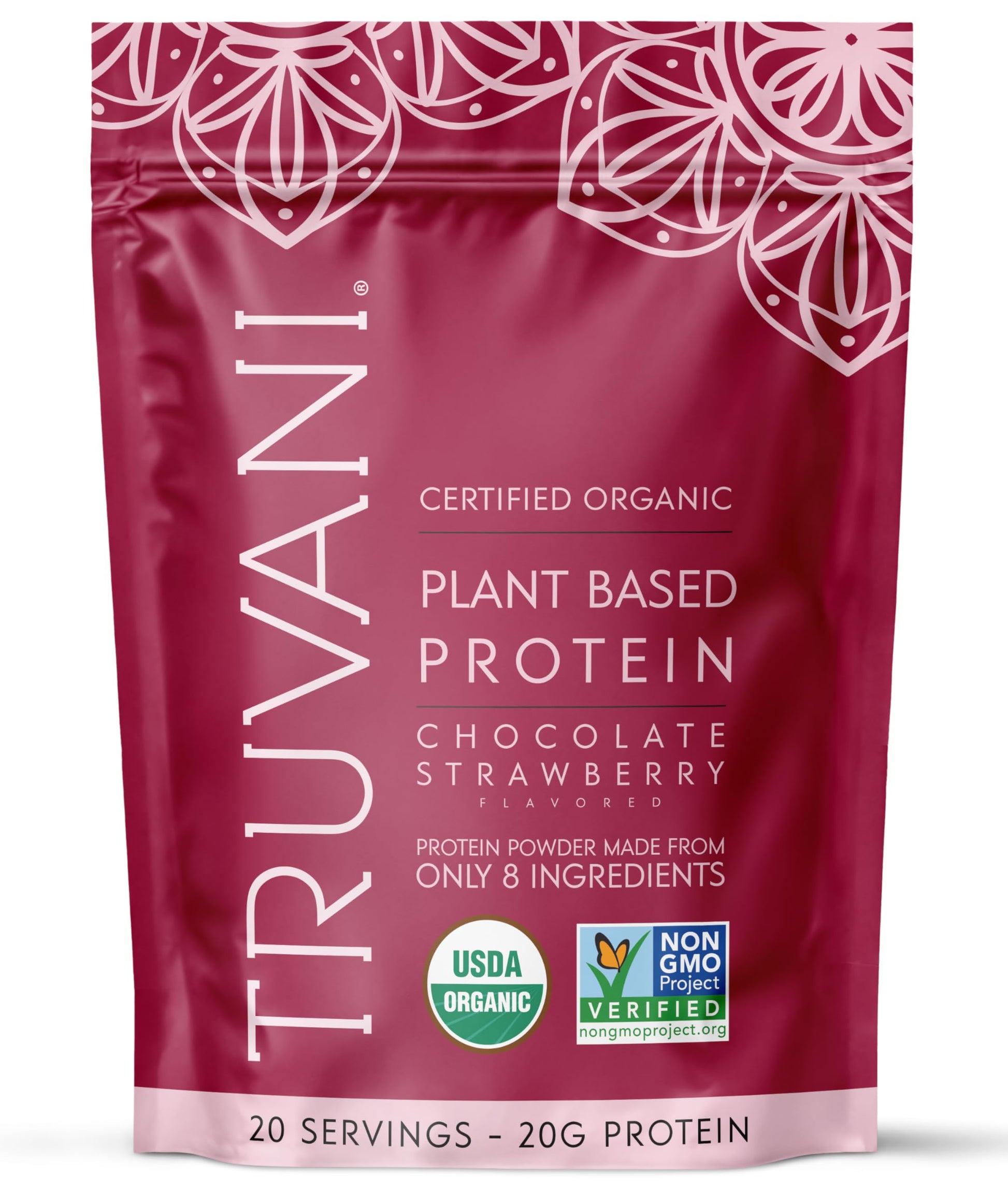 Truvani Vegan Pea Protein Powder Chocolate Strawberry, 20 Servings