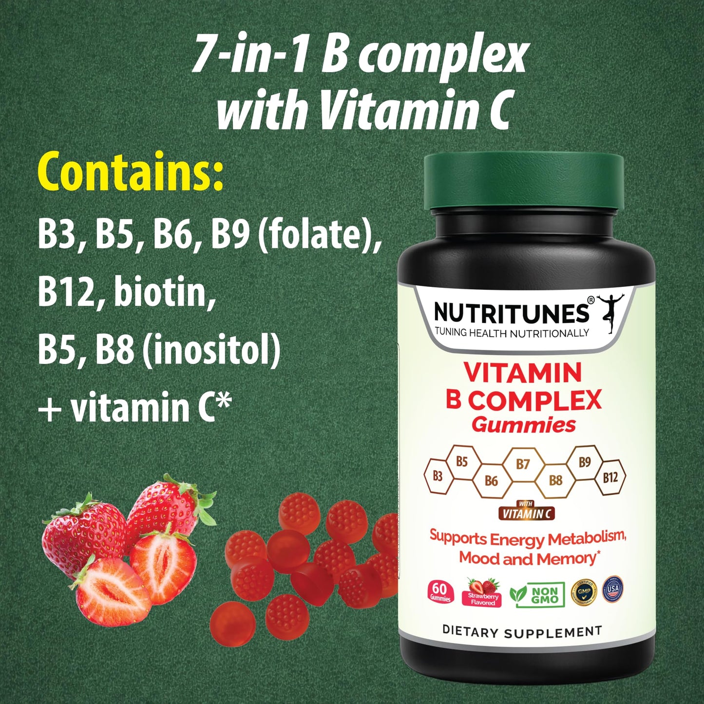 Nutritunes Vitamin B Complex Gummy, 60 Gummies