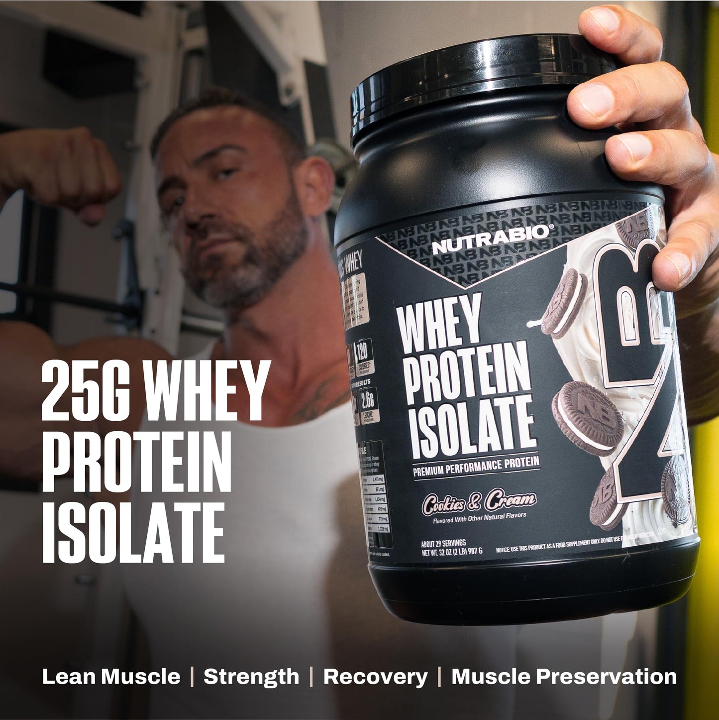 NutraBio 100% Whey Protein Isolate Protein Powder, 32 Servings