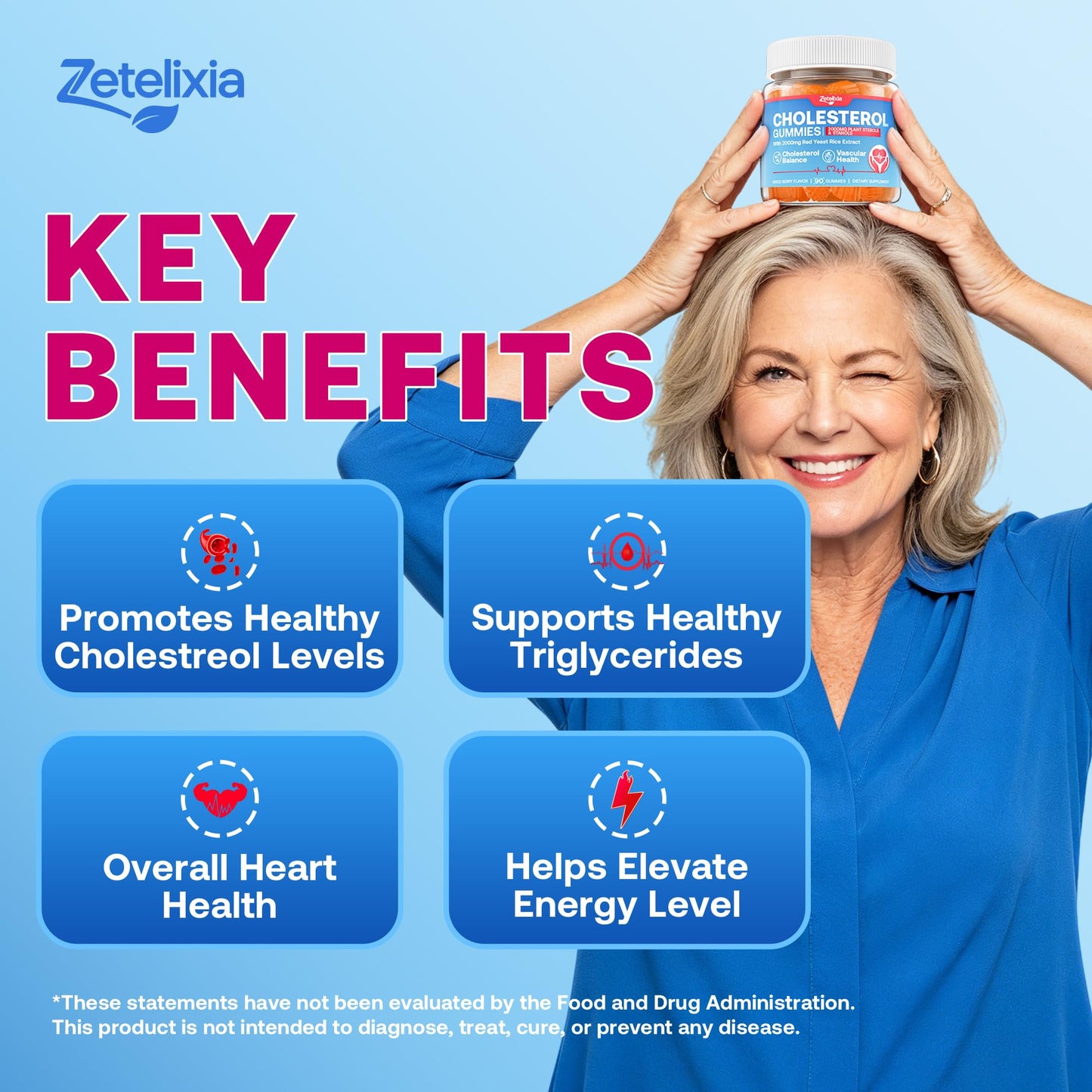 Zetelixia Cholesterol Lowering Supplements Gummies 90 Count