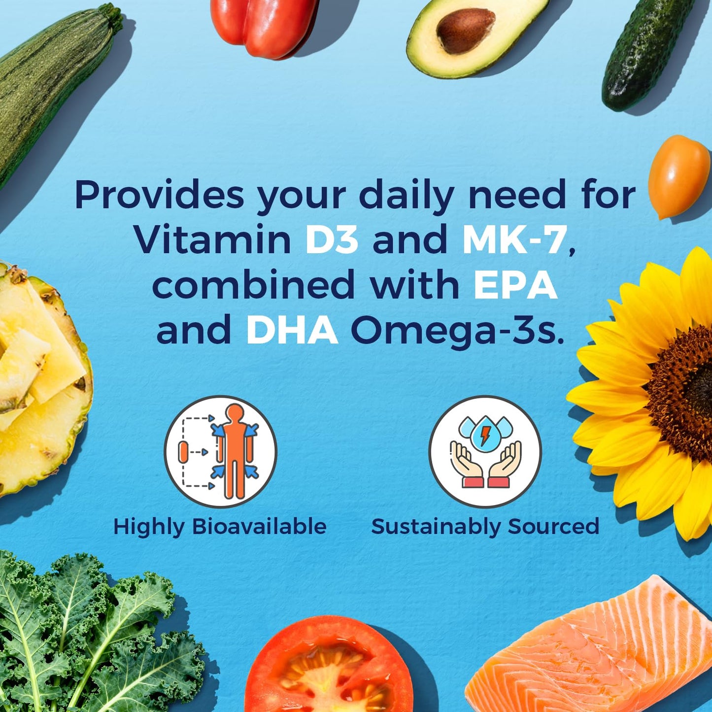 Vitalitown Vitamin D3 K2 with Fish Oil Omega-3 Softgels 120 Softgels