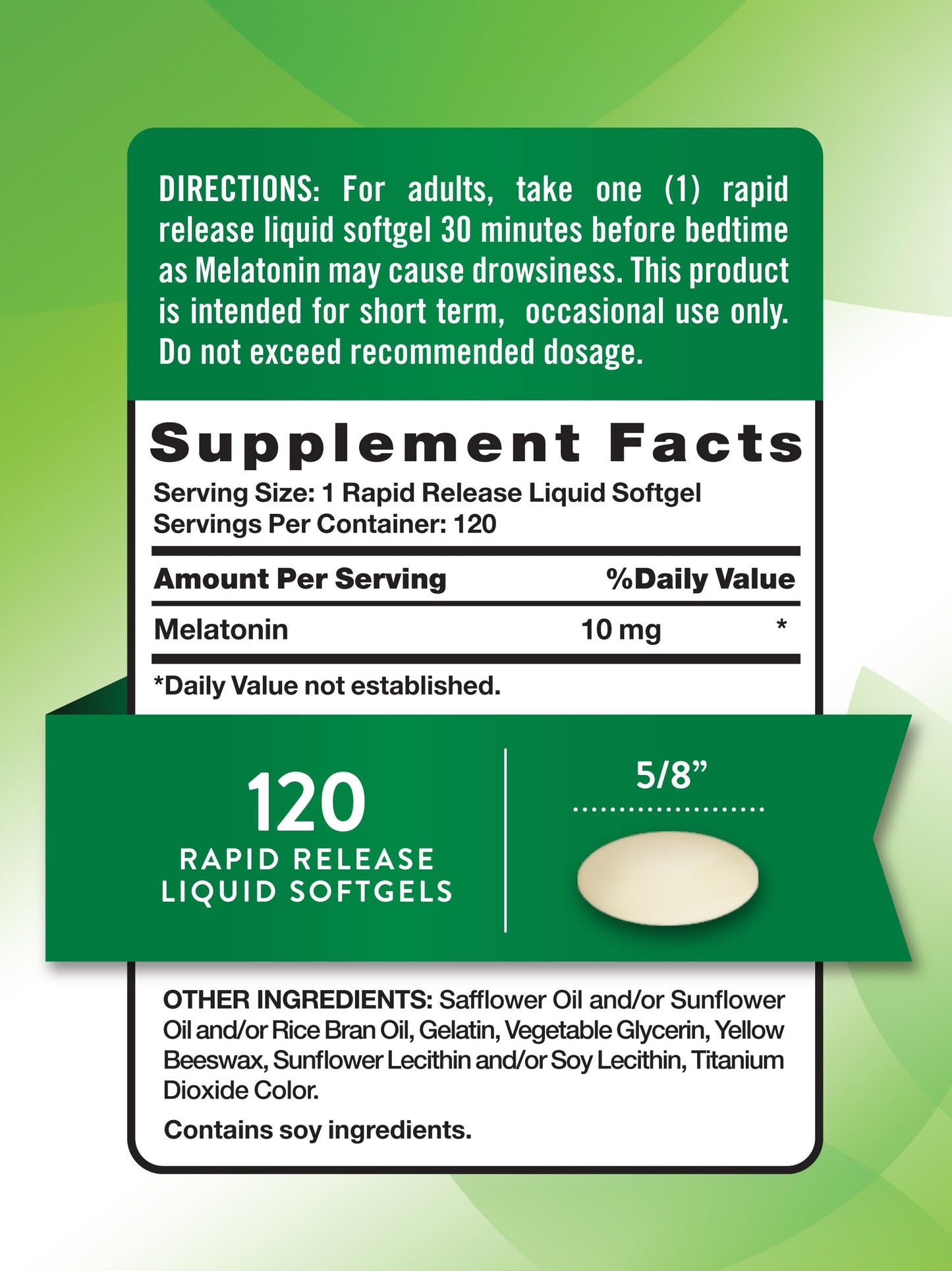 Nature's Truth Melatonin 10mg Softgels, 120 Count