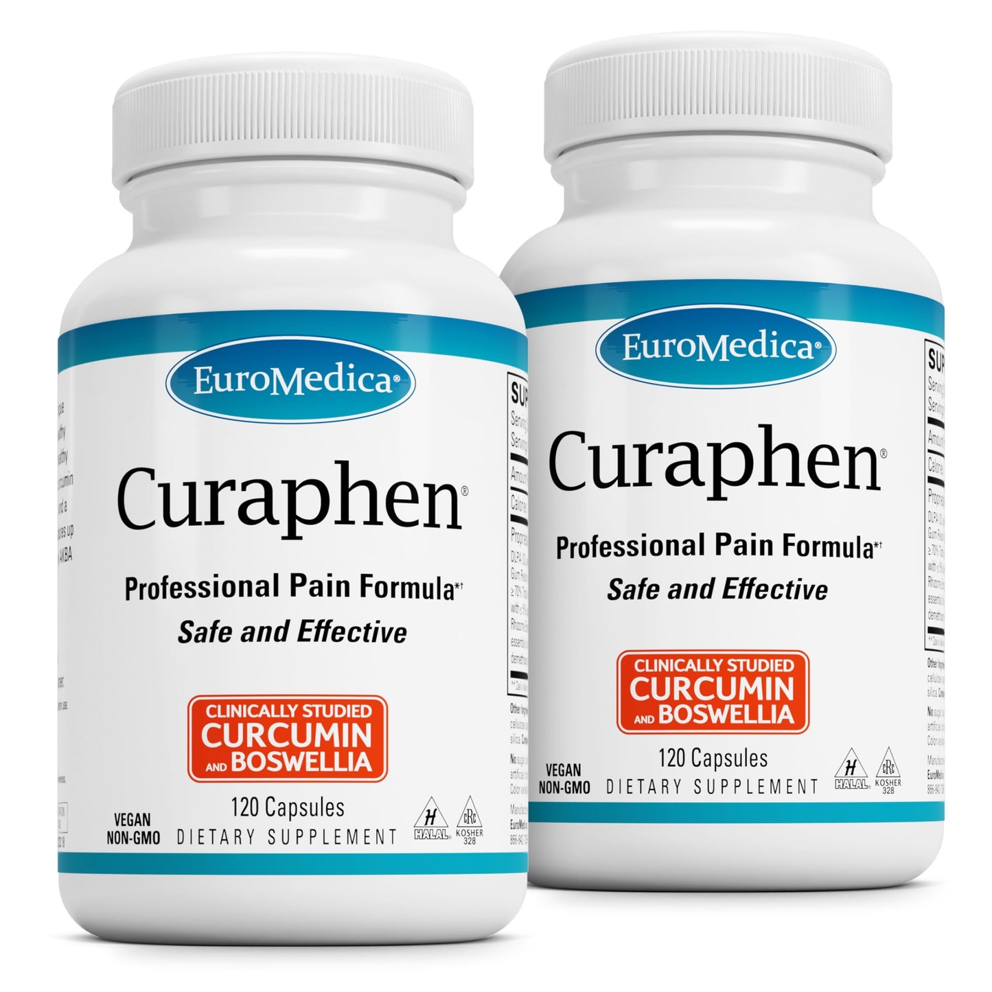EuroMedica Curaphen Curcumin Supplement for Circulation & Endorphin Support - Support for Occasional Discomfort - Aids Healthy Muscles, 240 Capsules