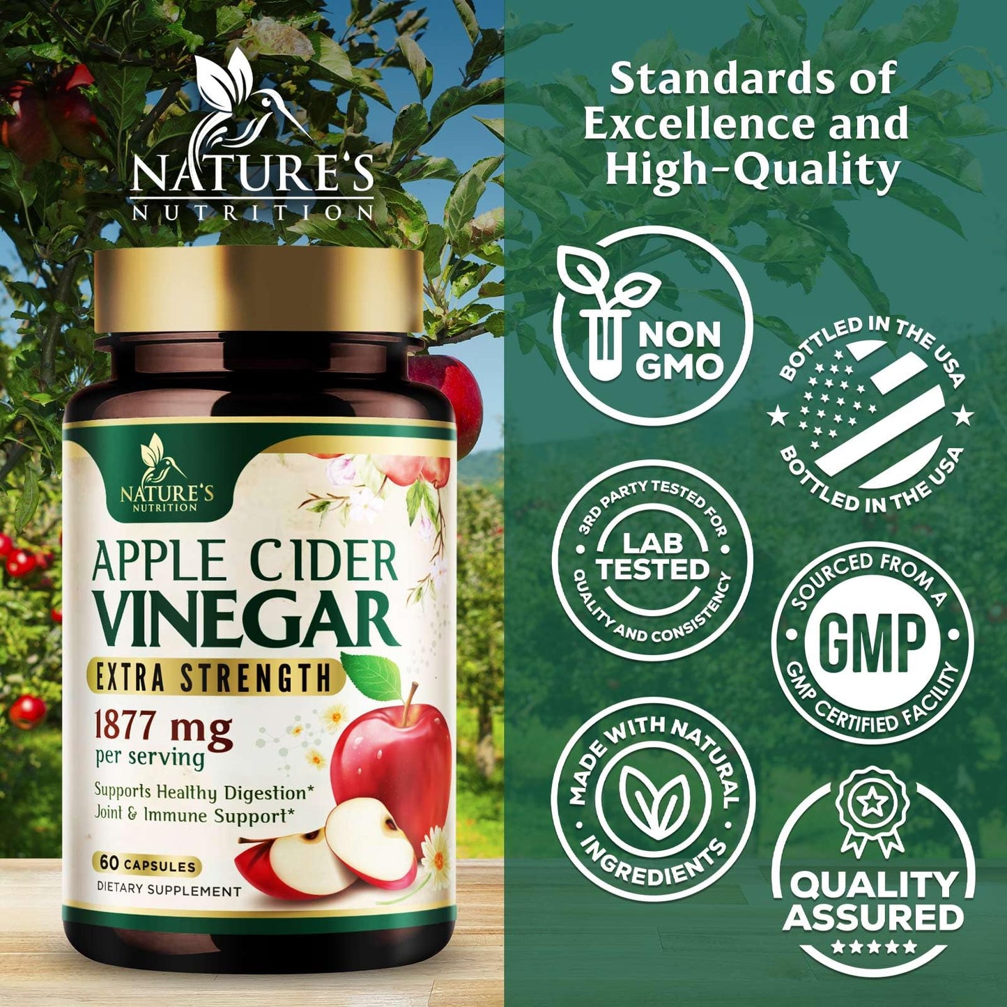 Nature's Nutrition Apple Cider Vinegar Capsules 60 Capsules