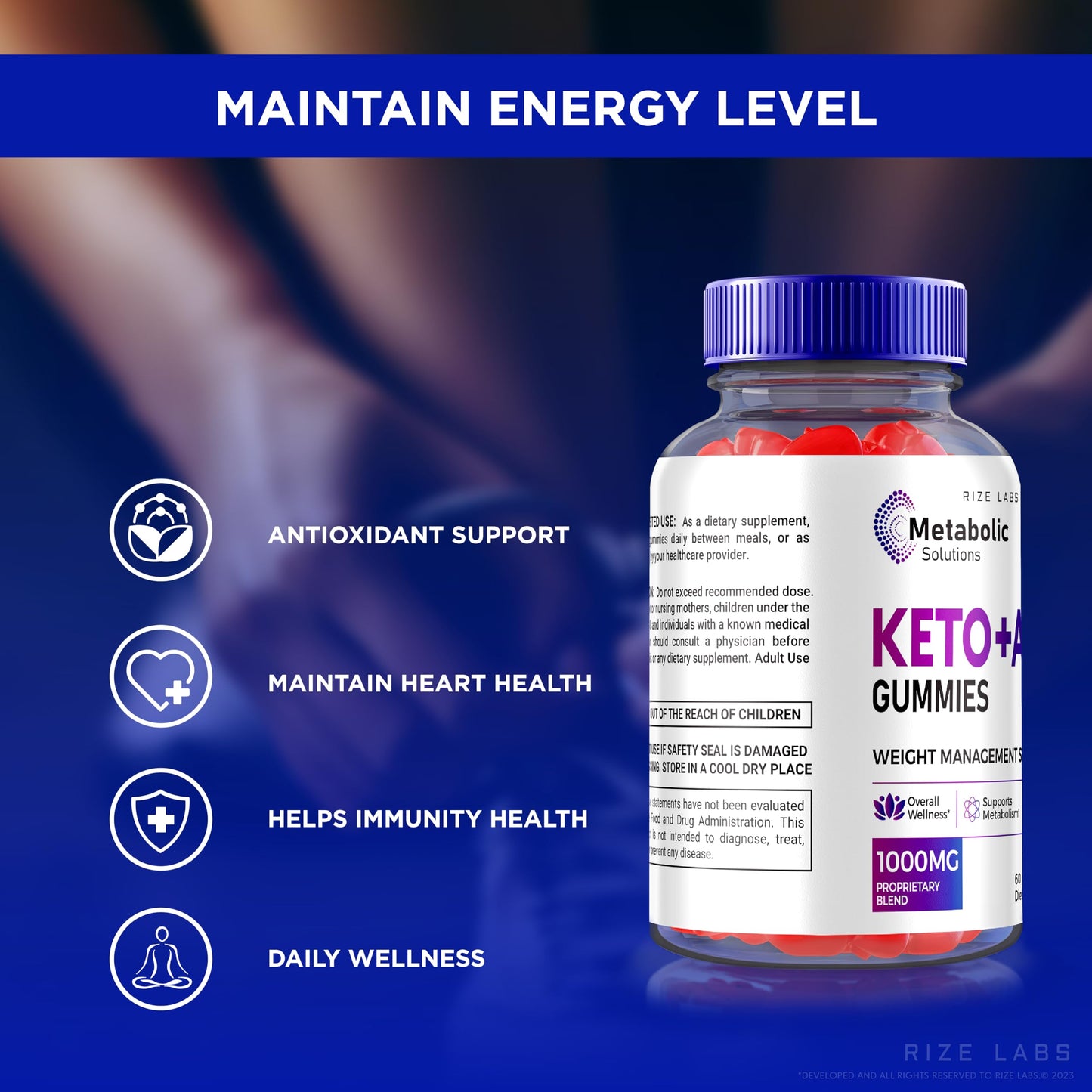 Rize Labs Metabolic Solutions Keto+ACV Gummies for Advanced Weight Loss, Apple Cider Vinegar, Official Reviews, 60 Gummies
