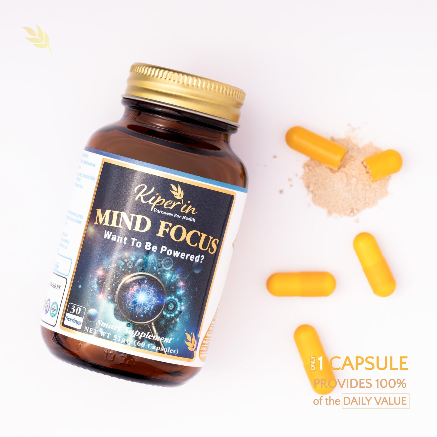 Kiperin Mind Focus Smart Supplement, 60 Capsules