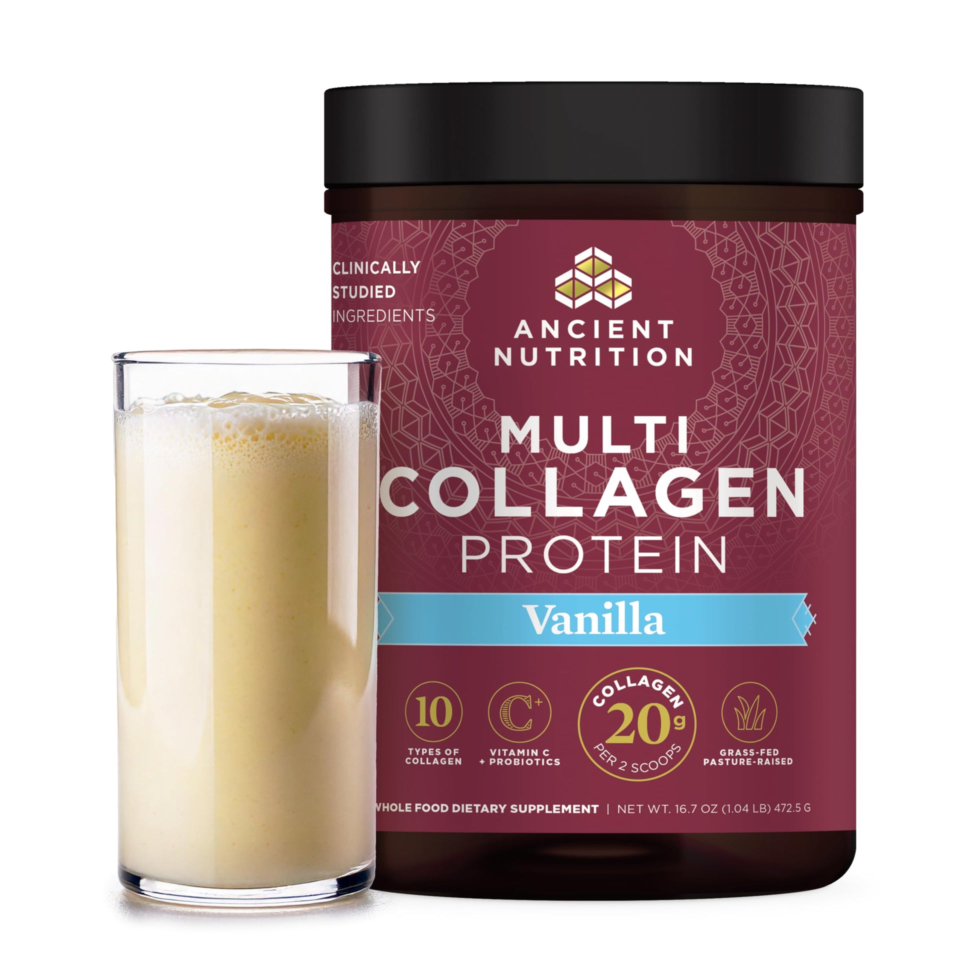 Ancient Nutrition Collagen Peptides Powder, Multi Collagen Protein, Vanilla, 45 Servings