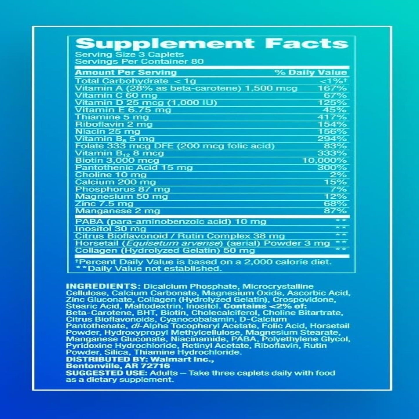 Unique Bundle Store Hair Skin Nails Vitamins Caplets 240 Count