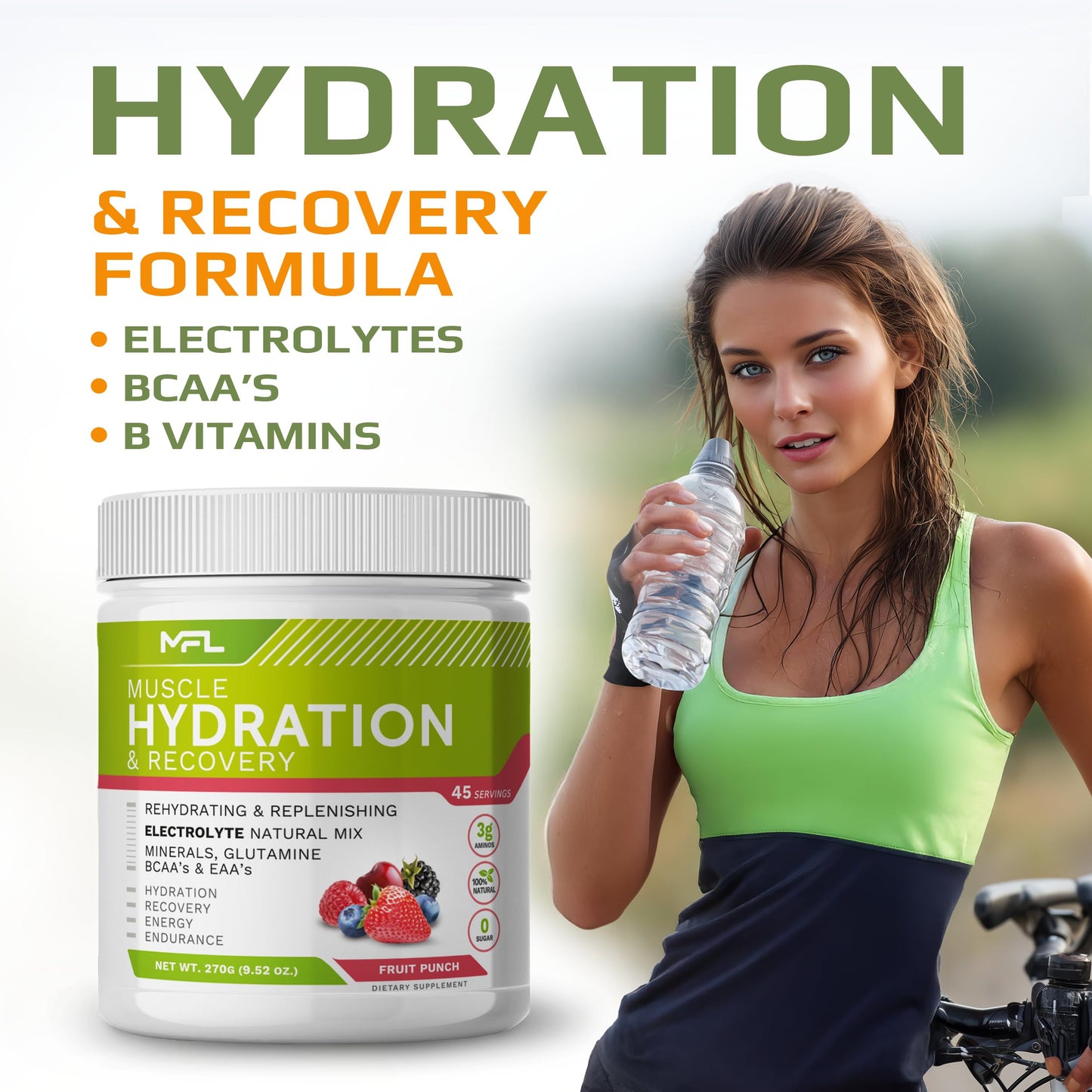 MUSCLE FOOD LABS Hydration and Electrolyte Recovery Mix Powder, 16 oz