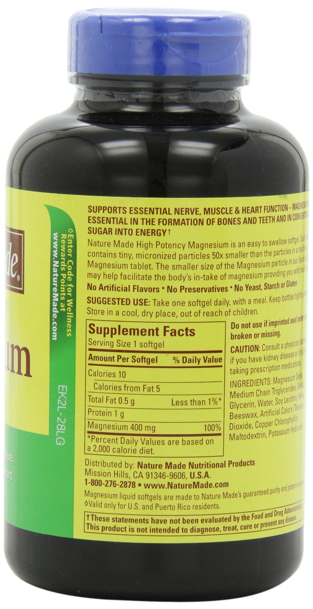 Nature Made High Potency Magnesium 400 mg Softgels, 150 Softgels