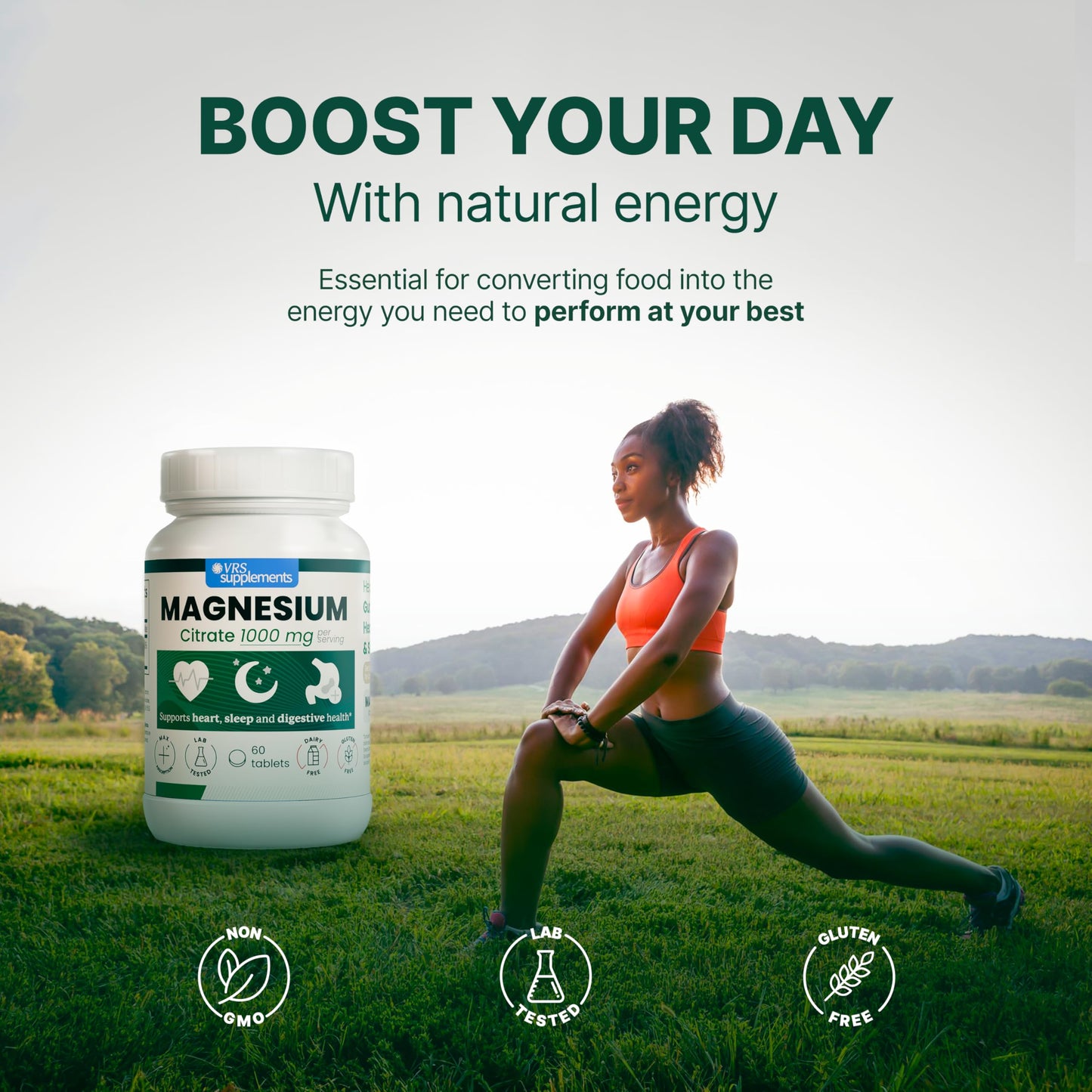 VRS SUPLEMENTS Magnesium Citrate 1000mg Tablets, 60 Tablets