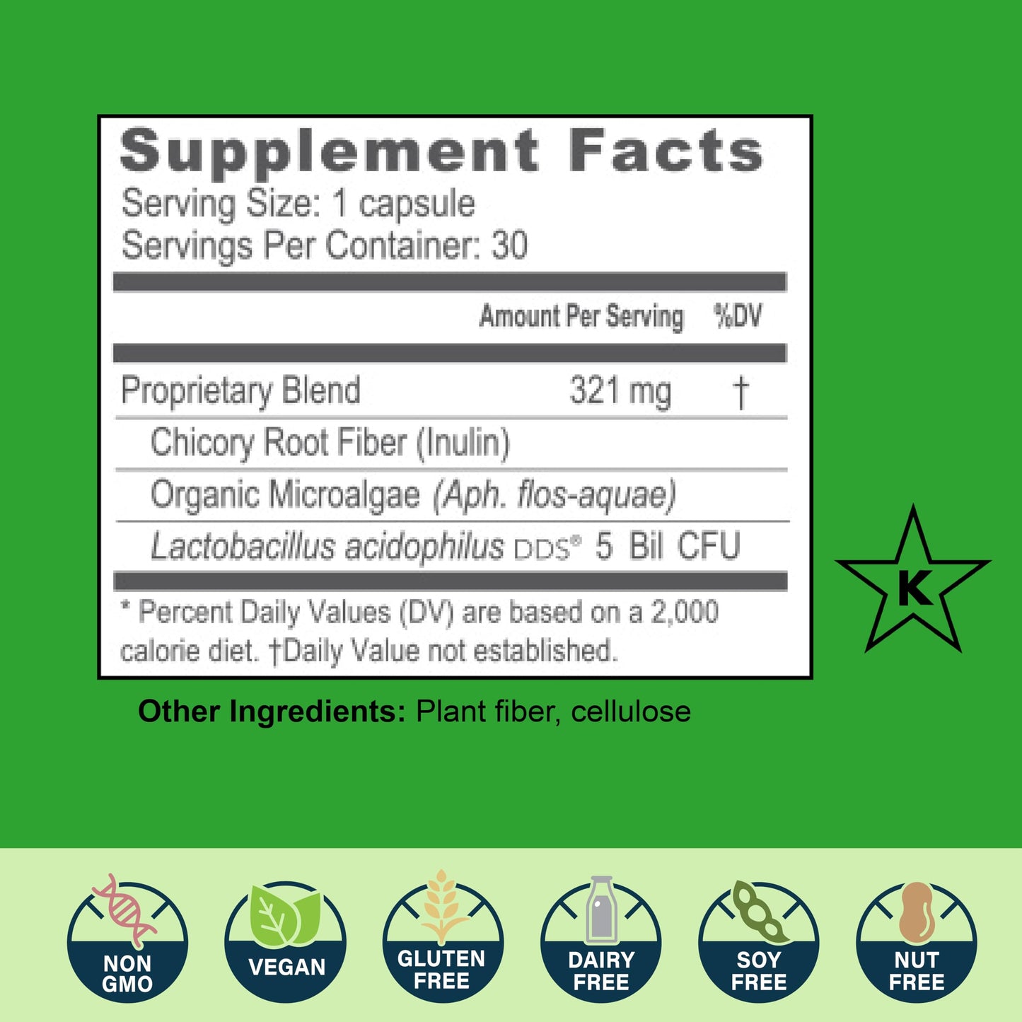 New Earth Acidophilus Lactobacillus DDS-1 Probiotic Capsule, 5 Billion CFU, 30 Count