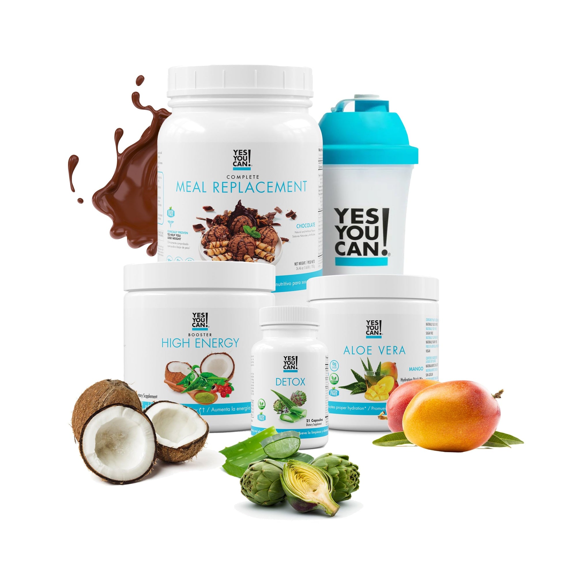 Yes You Can! Detox Plus Kit 5-in-1, Cookies & Cream, Hibiscus Aloe Powder 1030.7