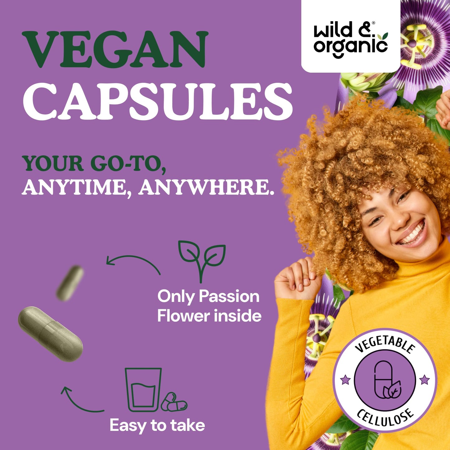 Wild & Organic Passion Flower Capsules 600 mg, 90 Count
