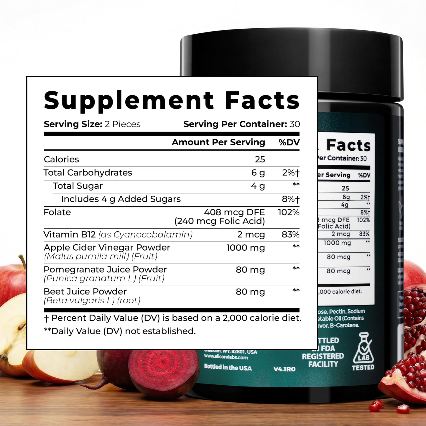 ELICORE Premium Apple Cider Vinegar Gummies 1000mg – 60 Count