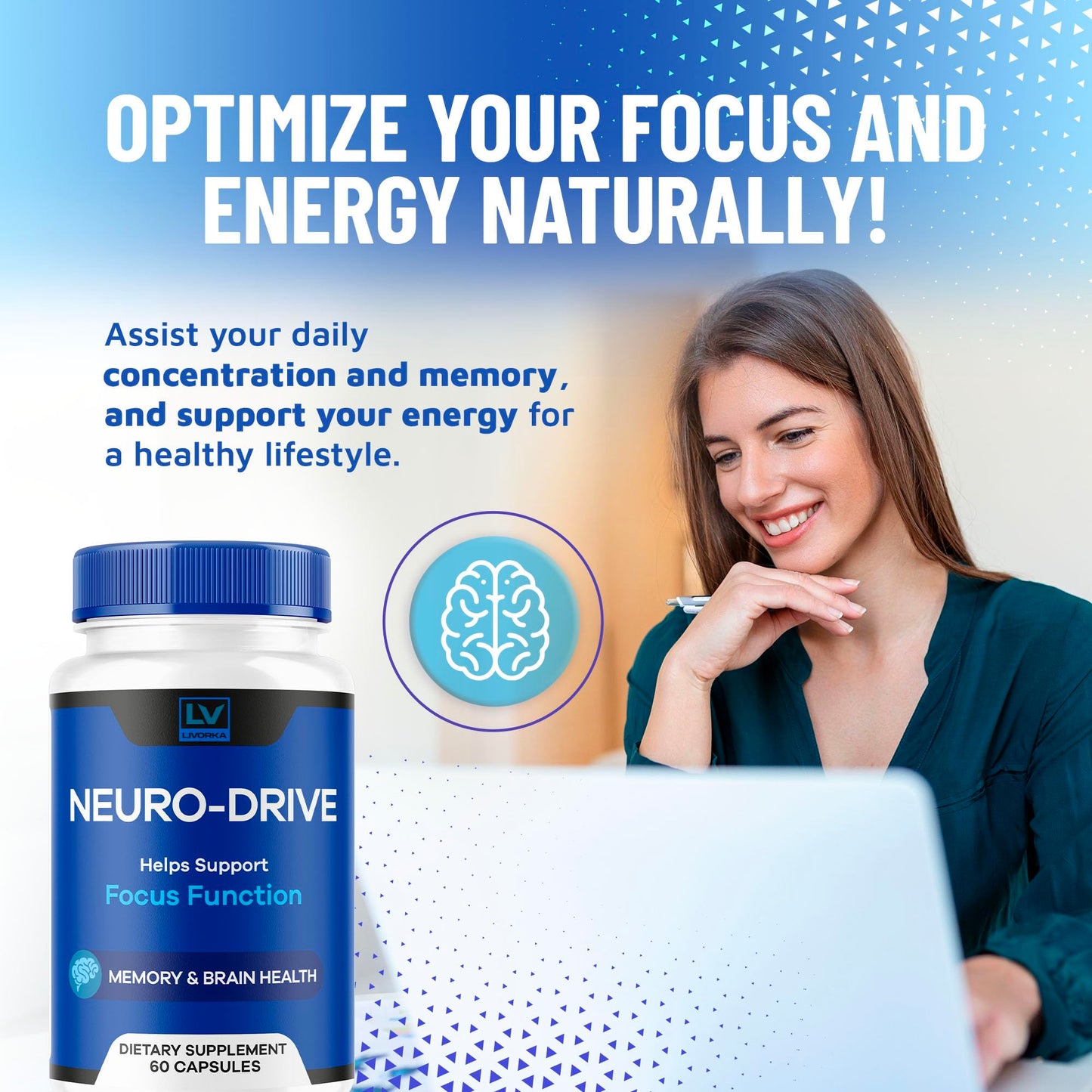 LIVORKA Neuro Drive Capsules Advanced Formula, 300 Capsules