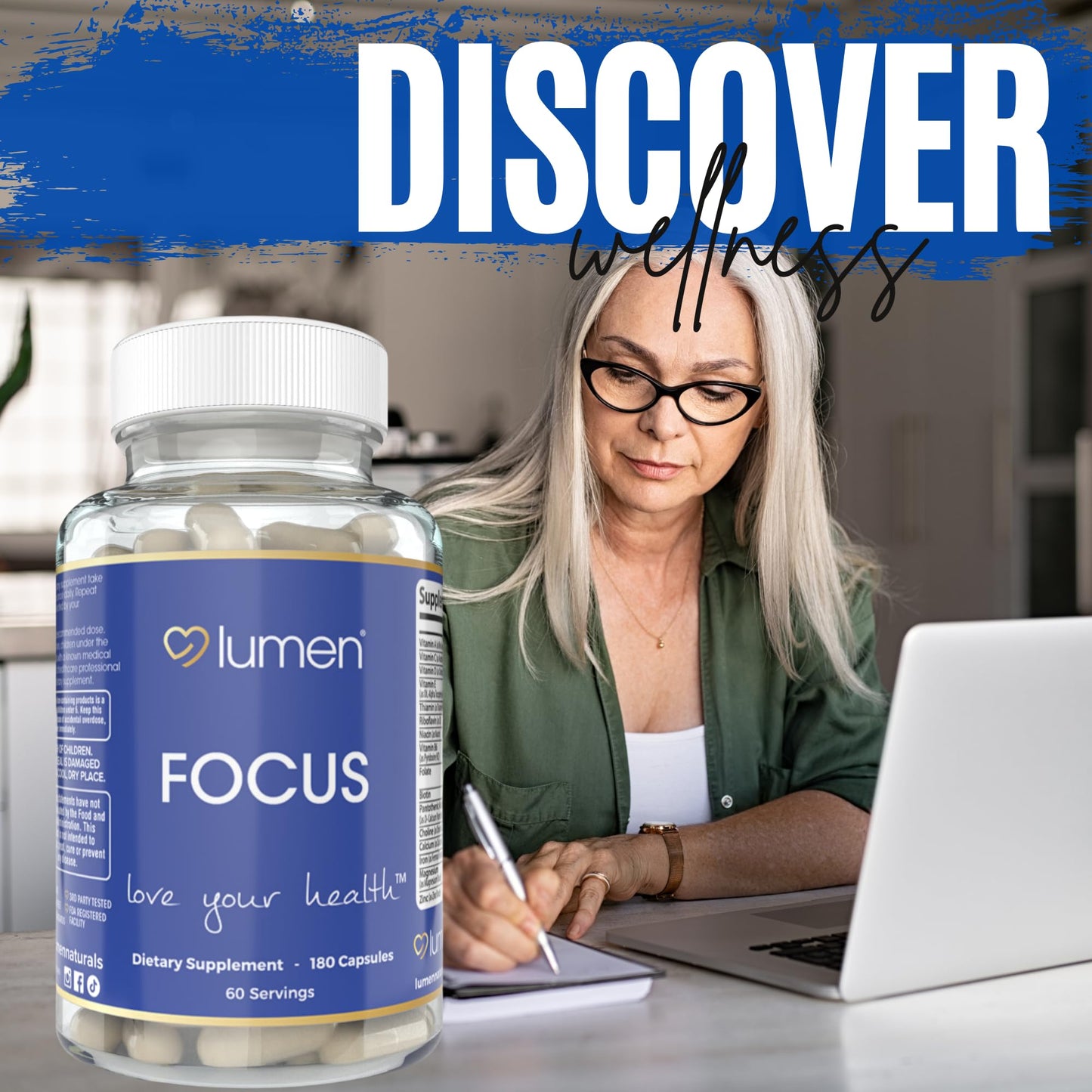 Lumen Naturals Focus Neuro Brain Supplement for Women 180 Capsules