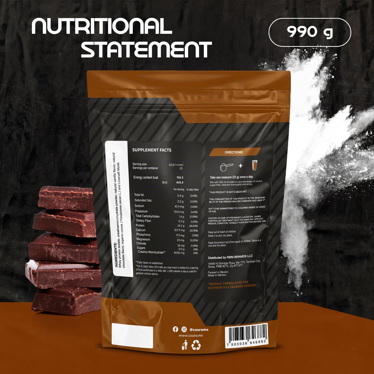 COURA Protein Performance Powder with Creatine, 990g