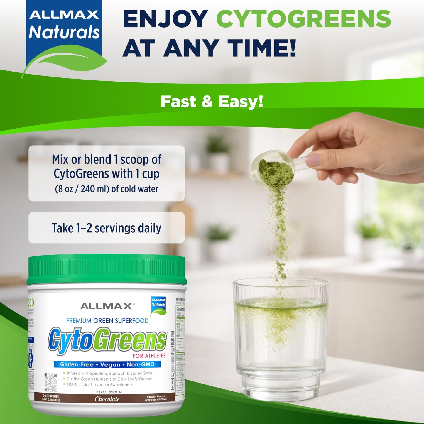 ALLMAX CytoGreens Super Greens Powder 12.2 Ounces
