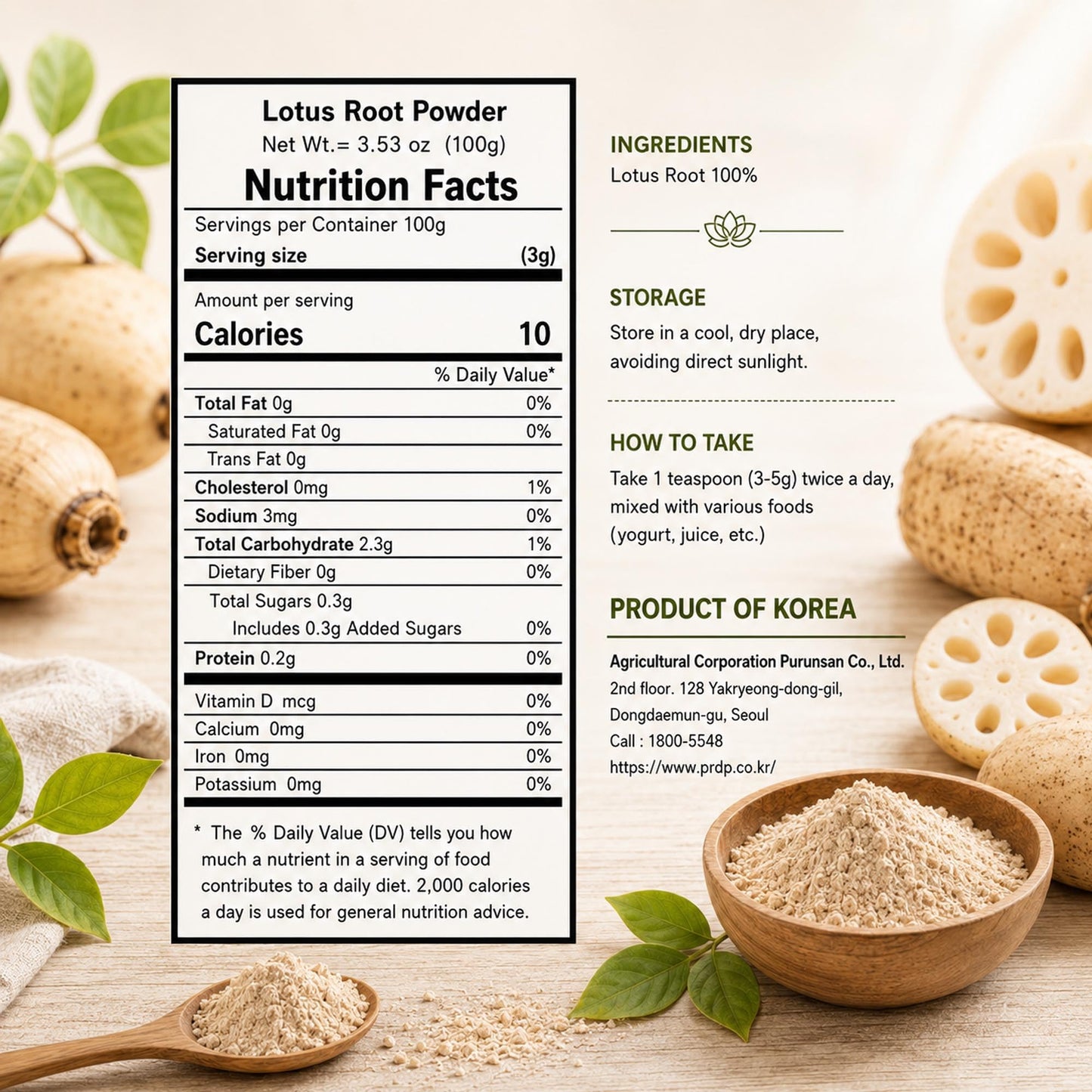 K-Herb Lotus Root Powder 3.53 oz