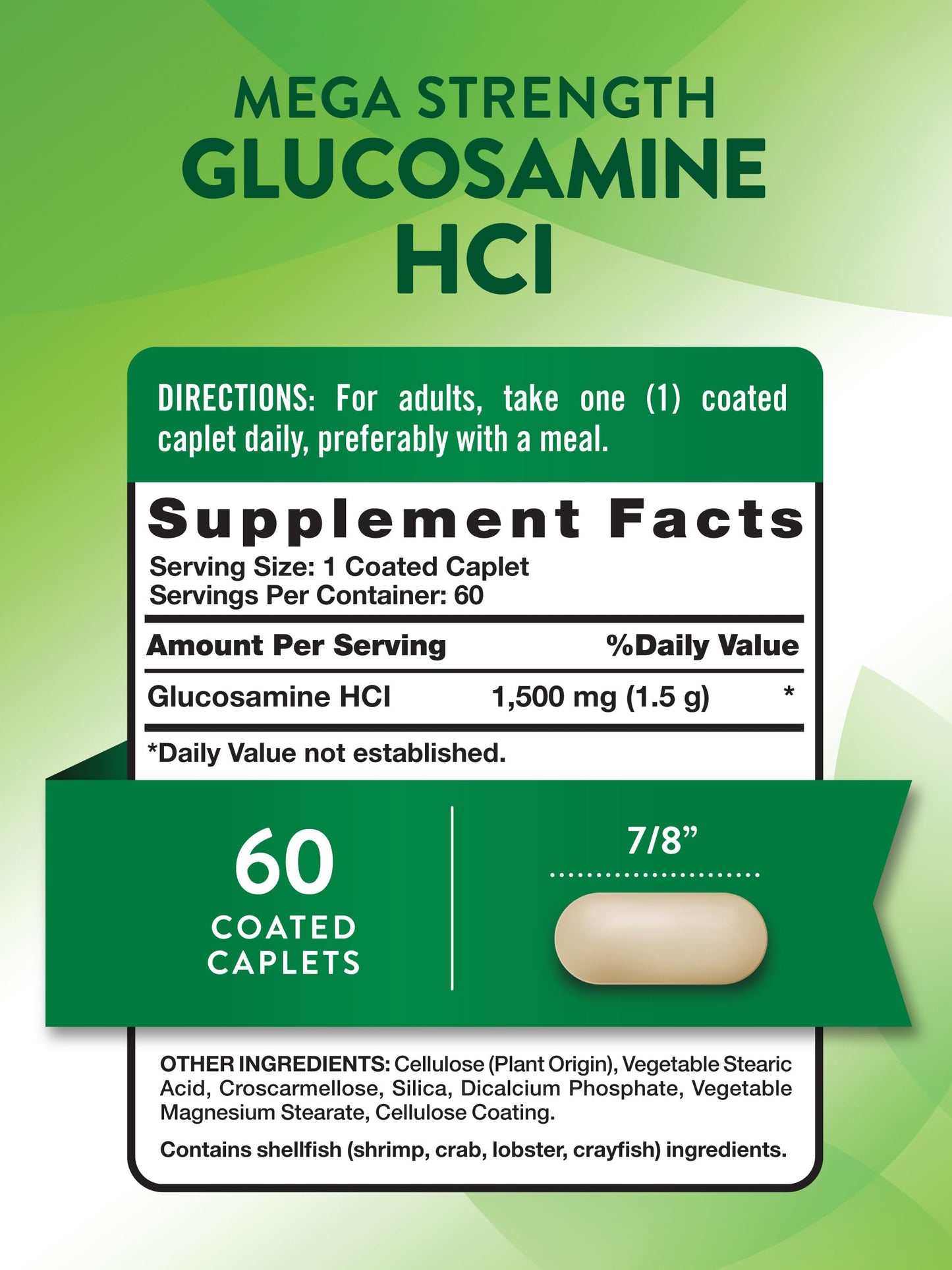 Nature's Truth Glucosamine HCI 1500mg Caplets, 60 Count