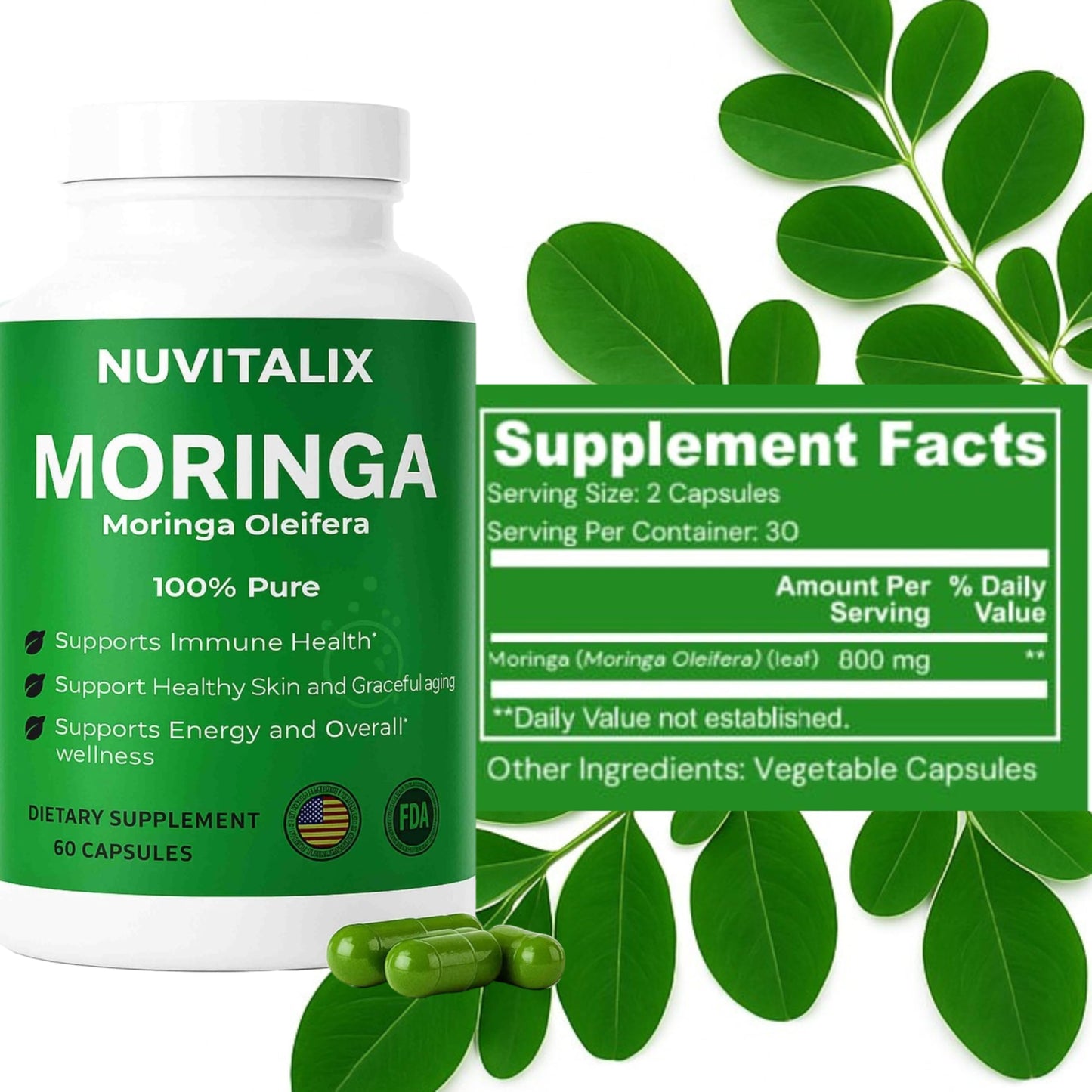 Nuvitalix Moringa Pure Capsules 60 Count