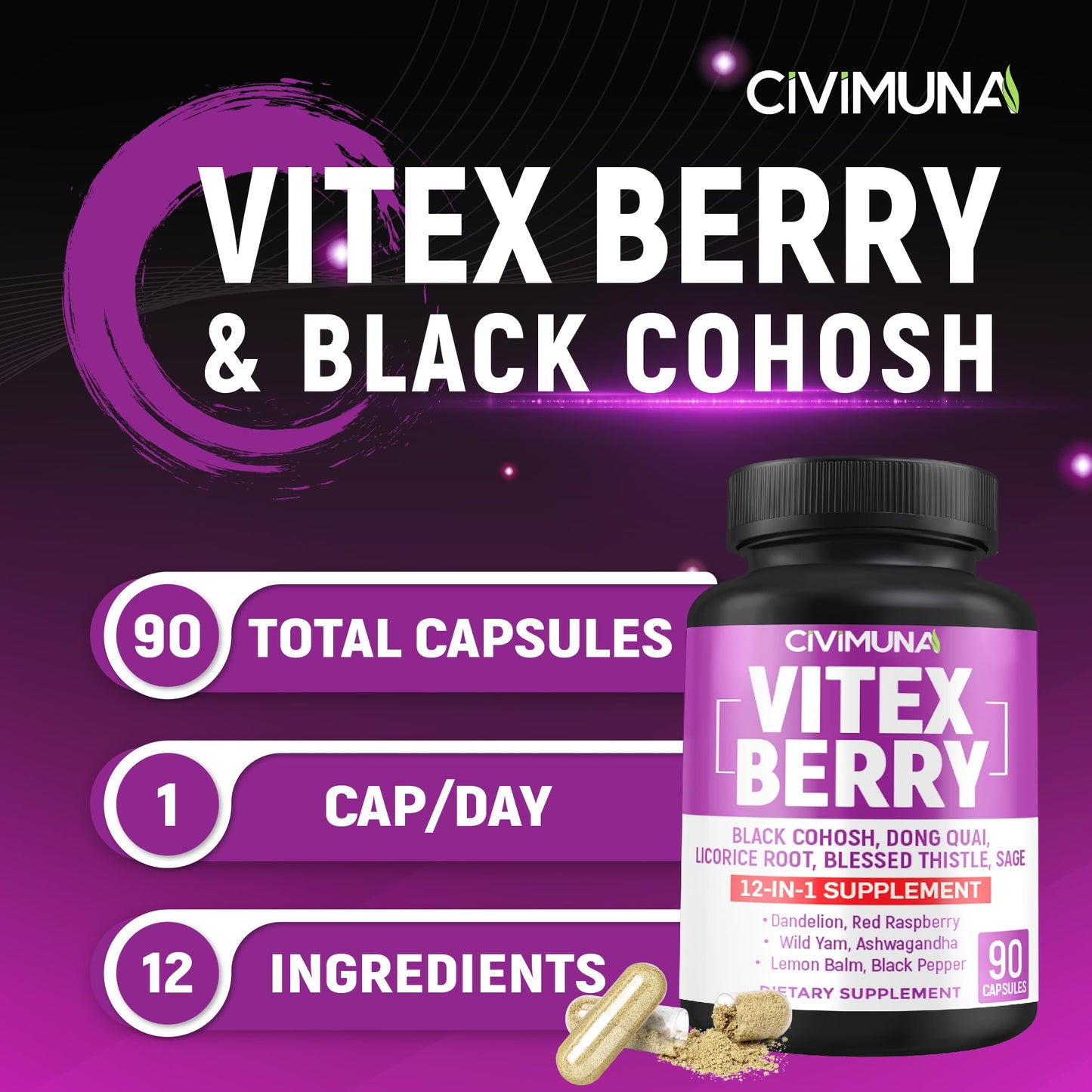 CIVIMUNA Vitex Berry Extract, 90 Capsules