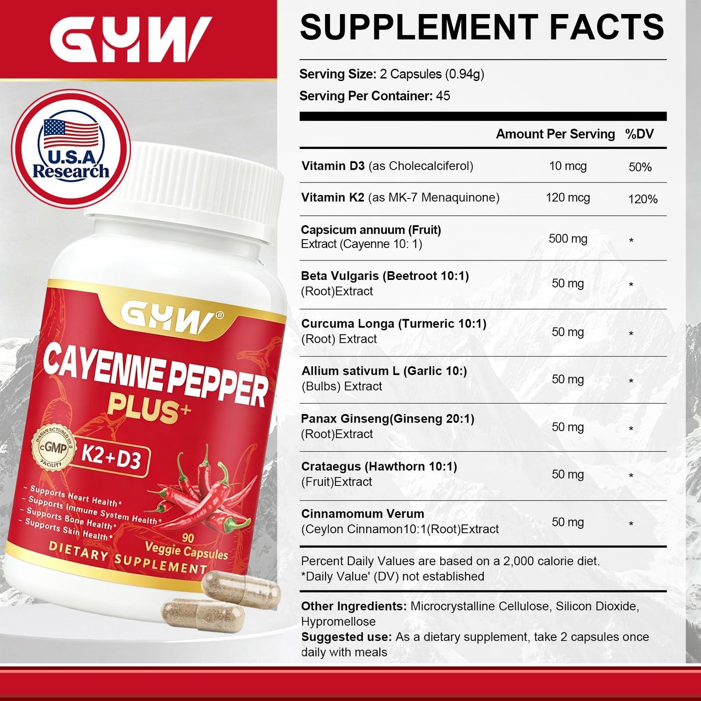 GHW Cayenne Pepper Capsules 90 Count