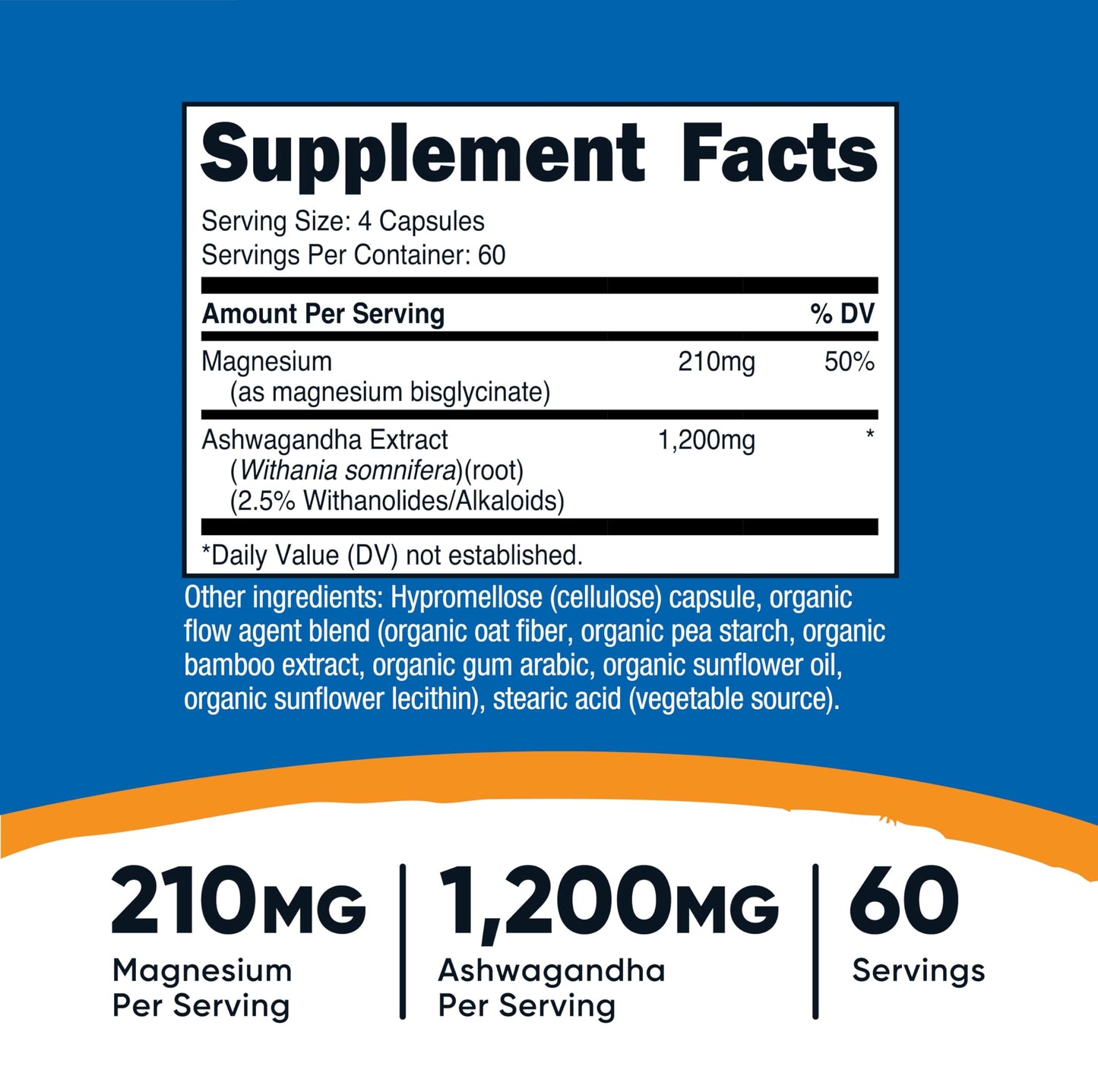 Nutricost Magnesium + Ashwagandha Supplement 240 Capsules