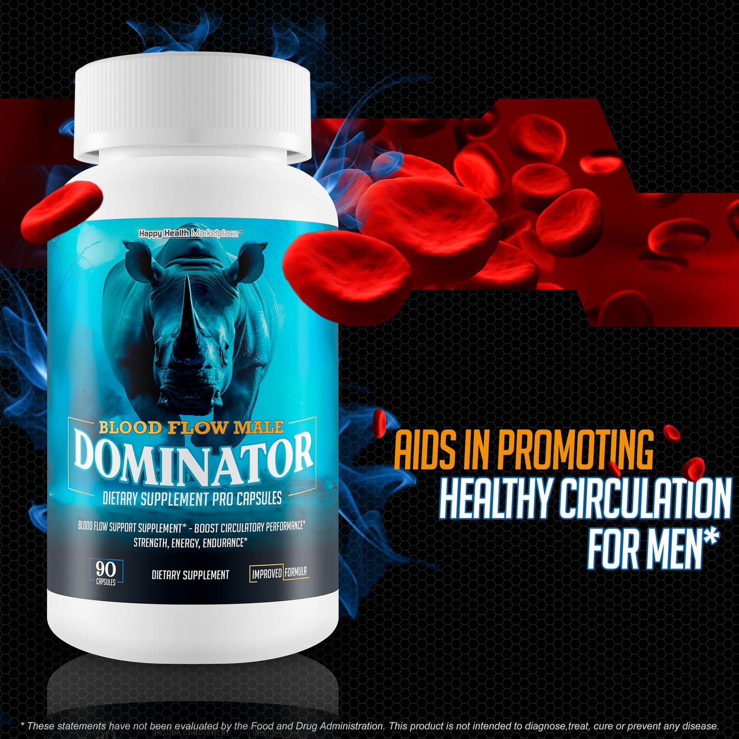 Happy Health Marketplace Blood Flow Male Dominator Capsule 90 Count