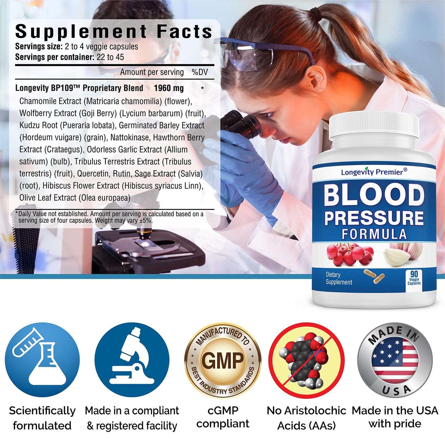 LONGEVITY PREMIER NUTRACEUTICALS INC Longevity Blood Pressure Formula Capsule, 3 Bottles