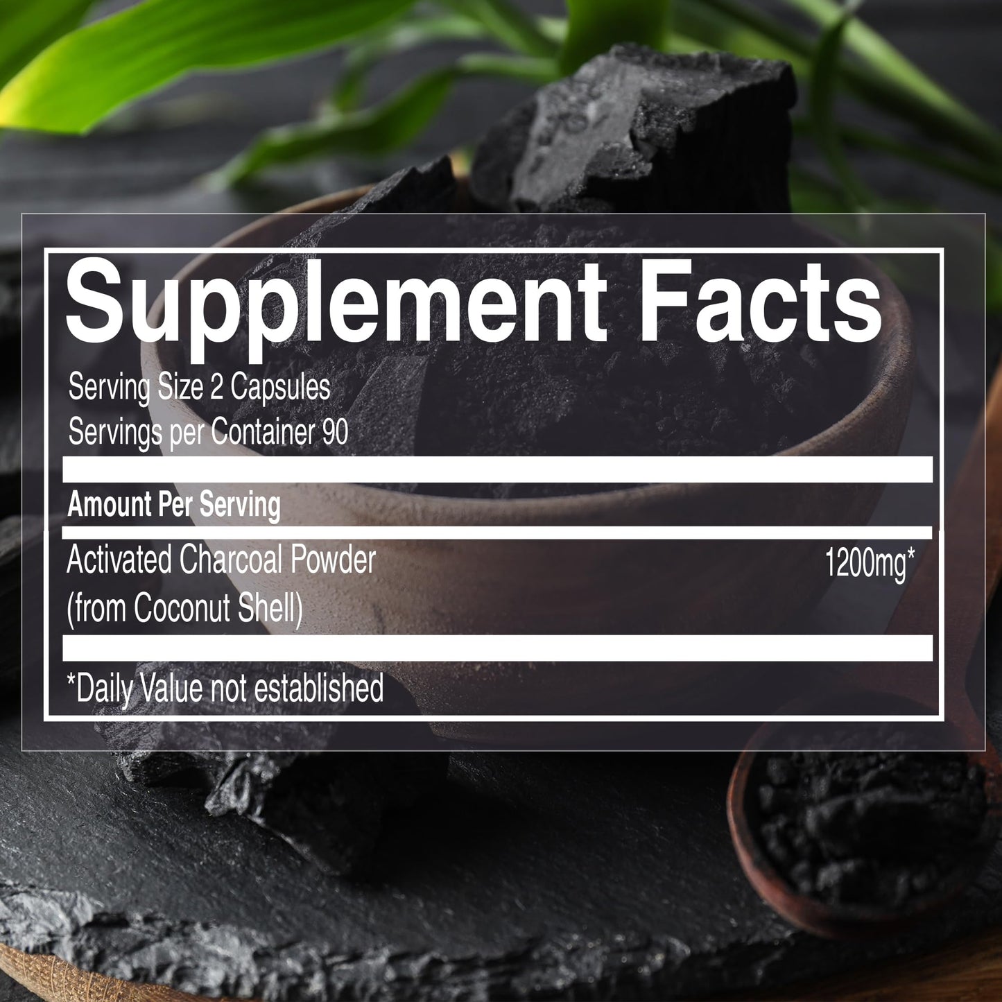 Pure Nutrition Natural Treasures Activated Charcoal 600mg - Coconut Shell Derived Capsules, 180 Capsules