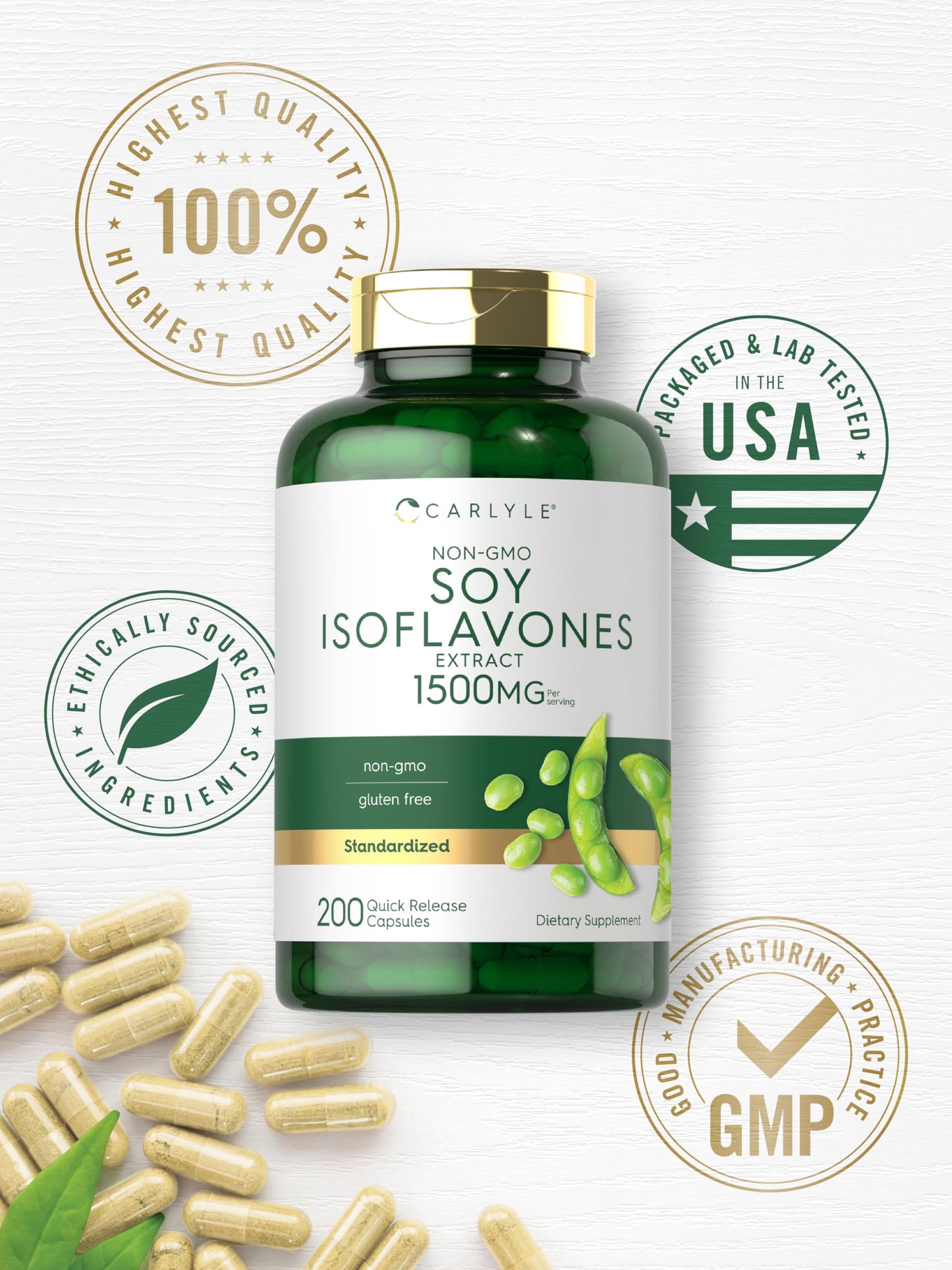 Carlyle Soy Isoflavones for Women and Men Capsules 200 Count