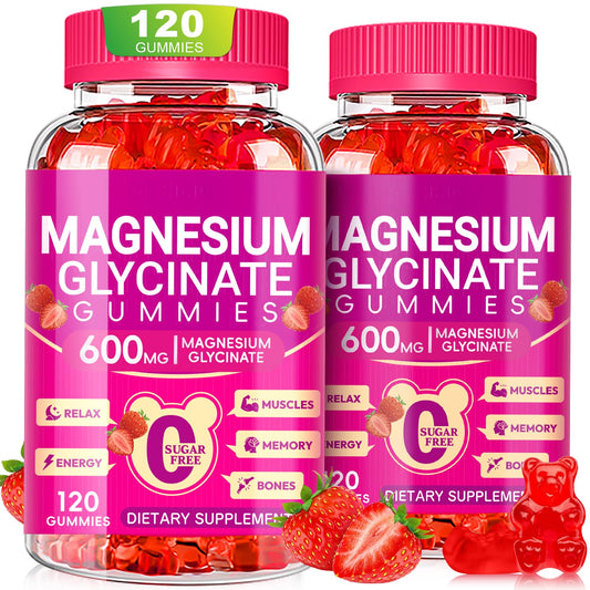 Cytona Magnesium Glycinate Gummies 600mg, Chewable Sugar Free Gummies with Vitamin D, B6 and CoQ10 for Sleep, Relaxation, Brain and Muscle, 240 Gummies