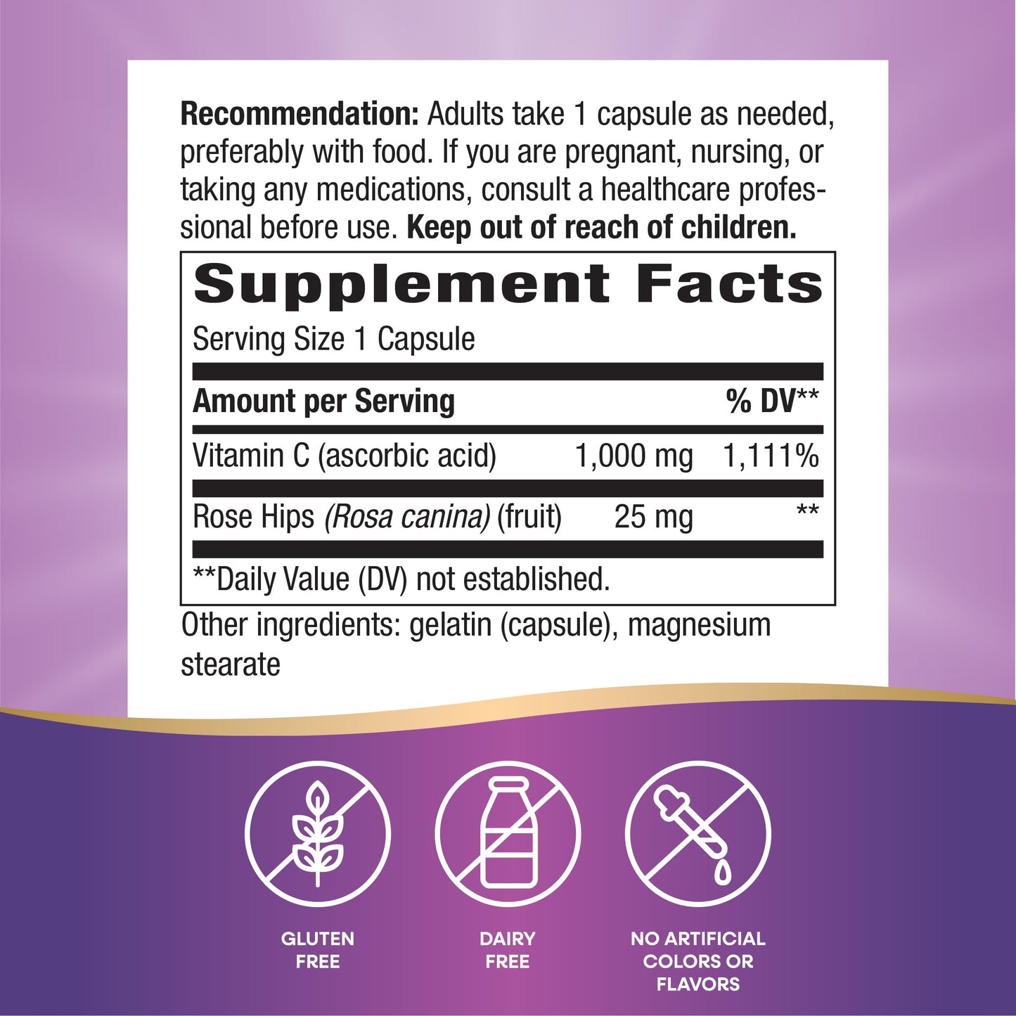 Nature's Way Vitamin C 1000 mg with Rose Hips Capsules 200