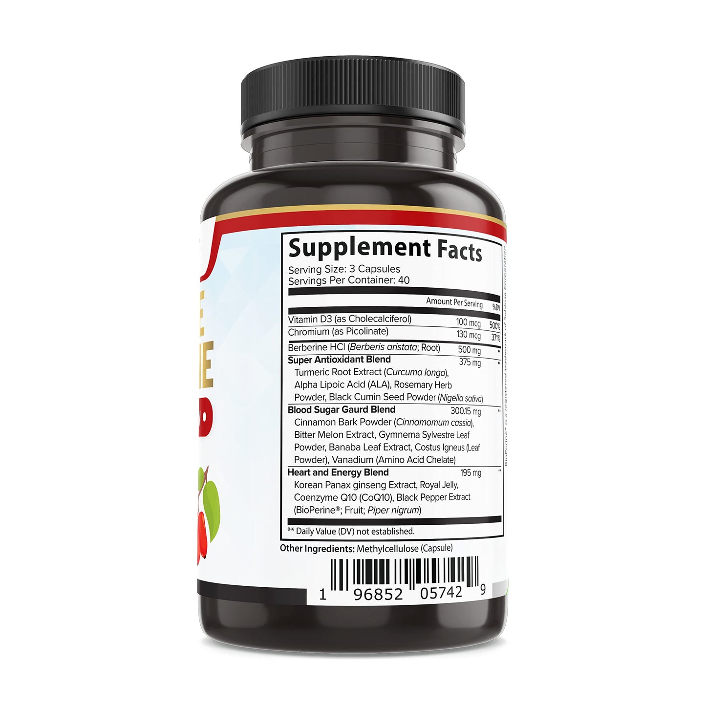 Pure Organic Elements Extreme Berberine 500mg Complex Capsule, 1 Count