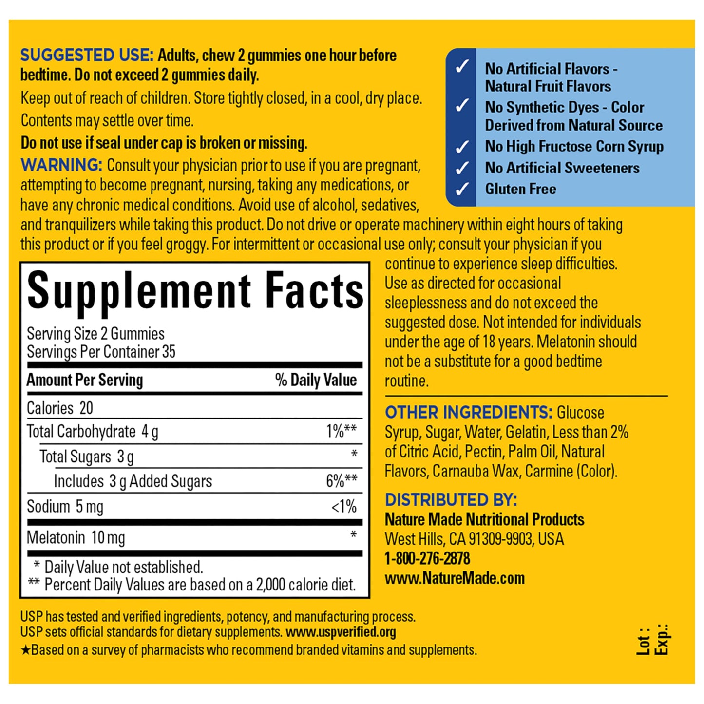Nature Made Melatonin 10mg Gummies, 70 Count