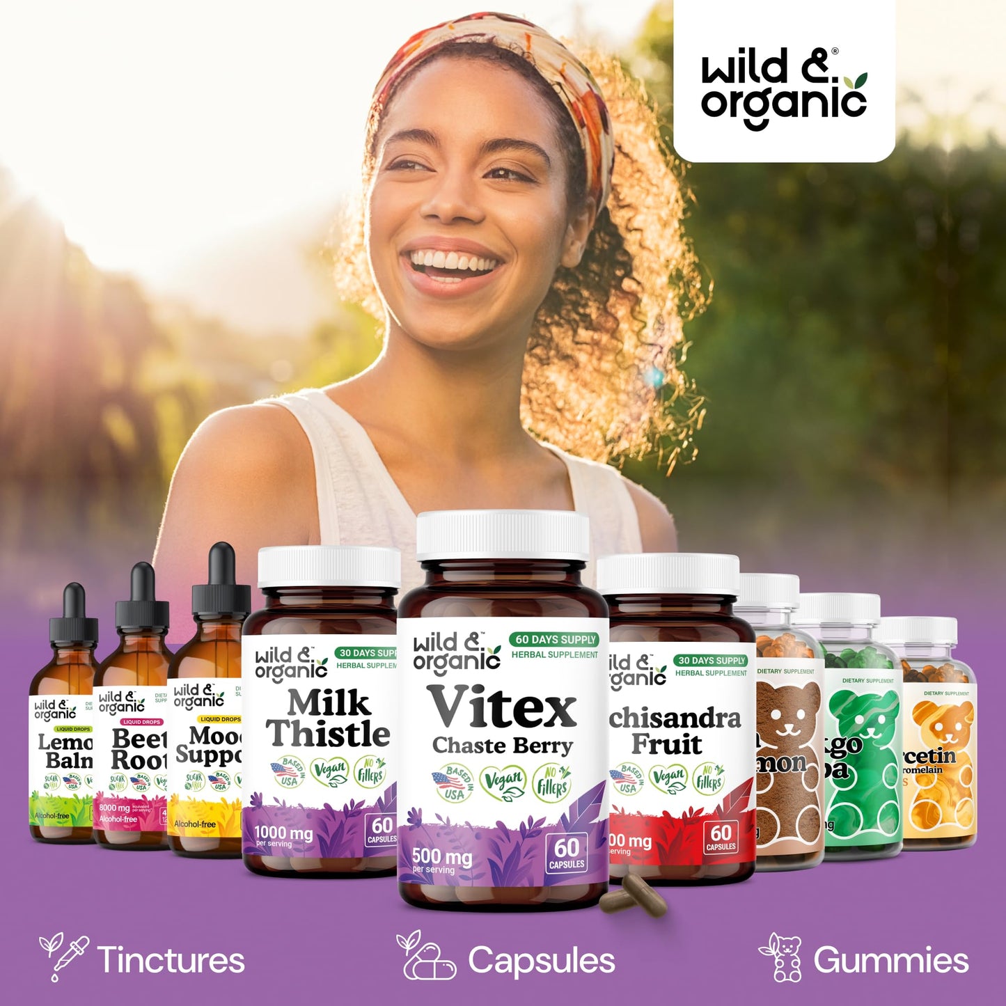 Wild & Organic Vitex Chasteberry Supplement Capsules, 60 Count