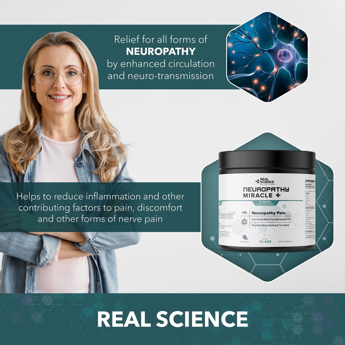 Real Science Nutrition Neuropathy Miracle Powder 13.4 Ounce
