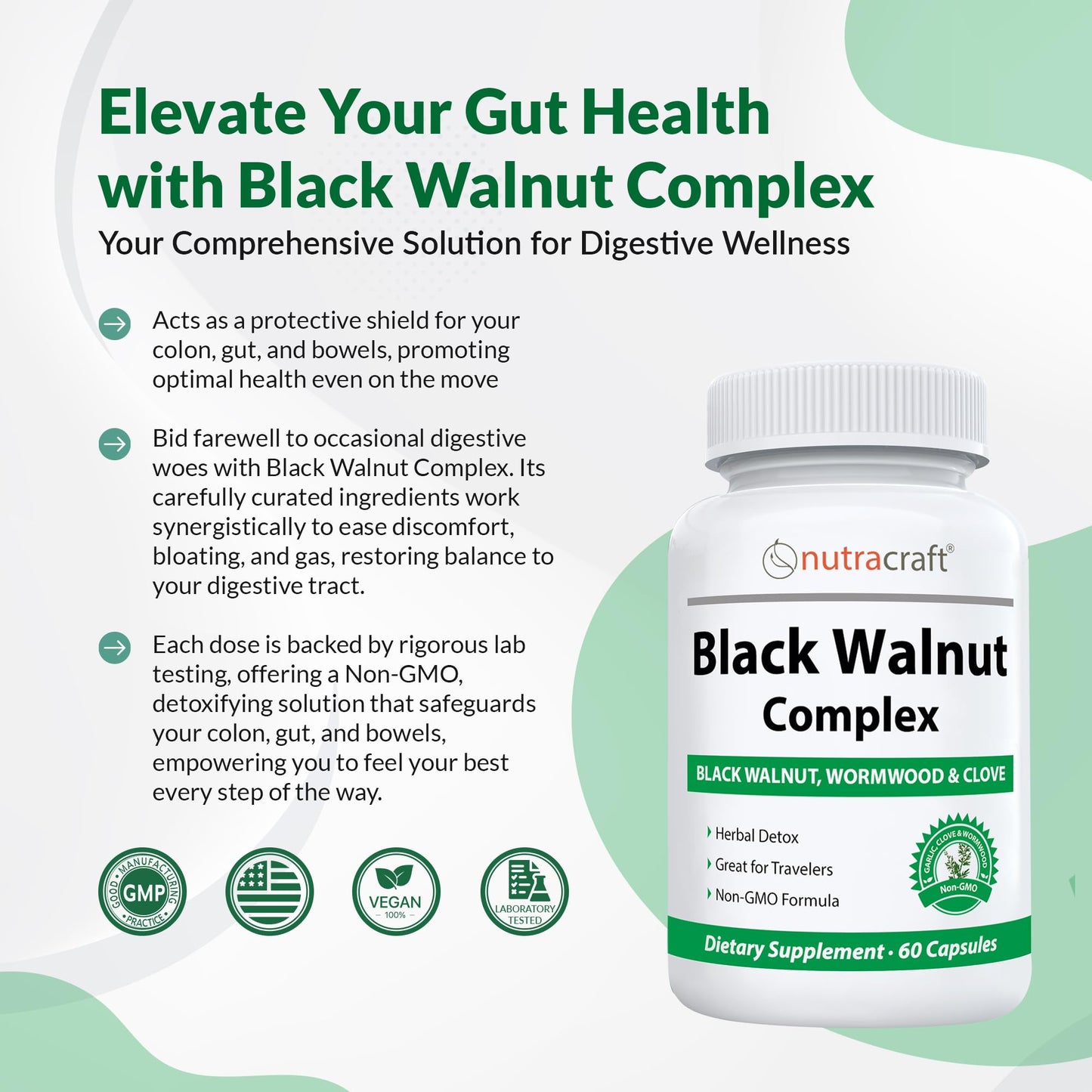 Nutracraft Black Walnut Detox Cleanse Supplement 60 Capsules